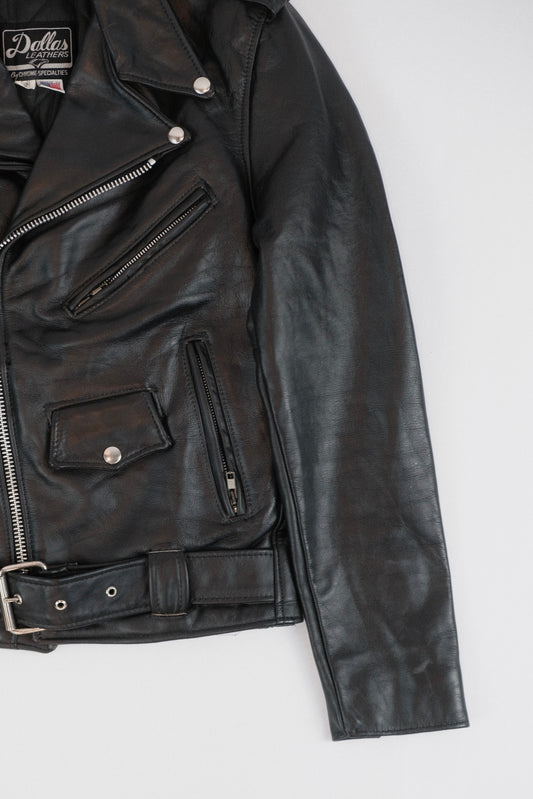 70s Dallas leather biker jacket L
