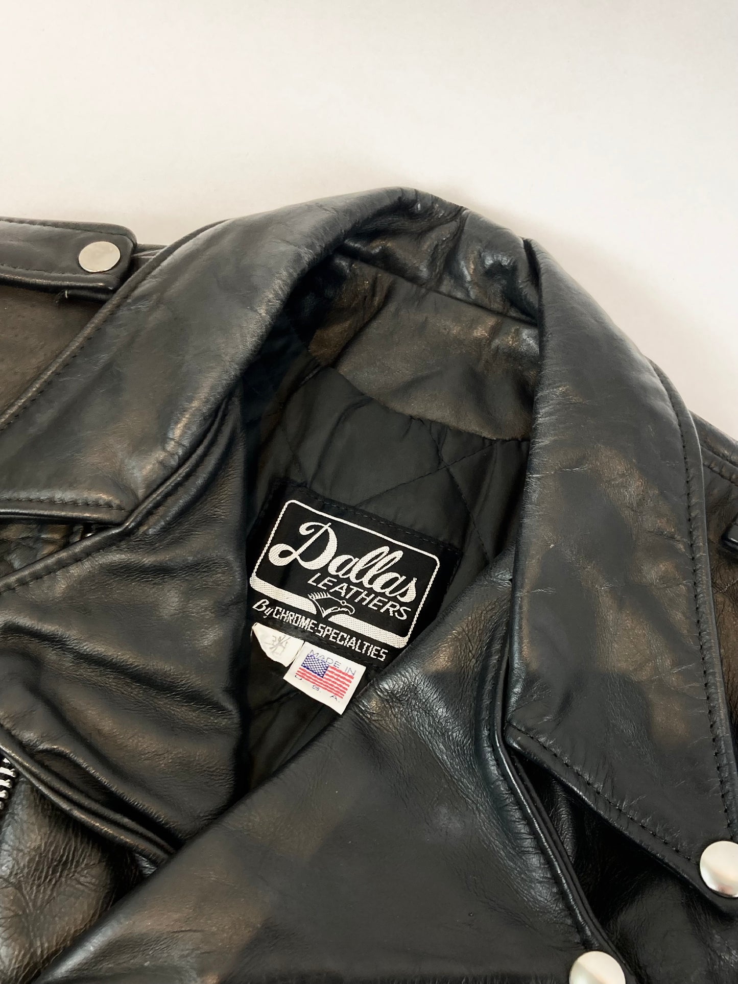 70s Dallas leather biker jacket L
