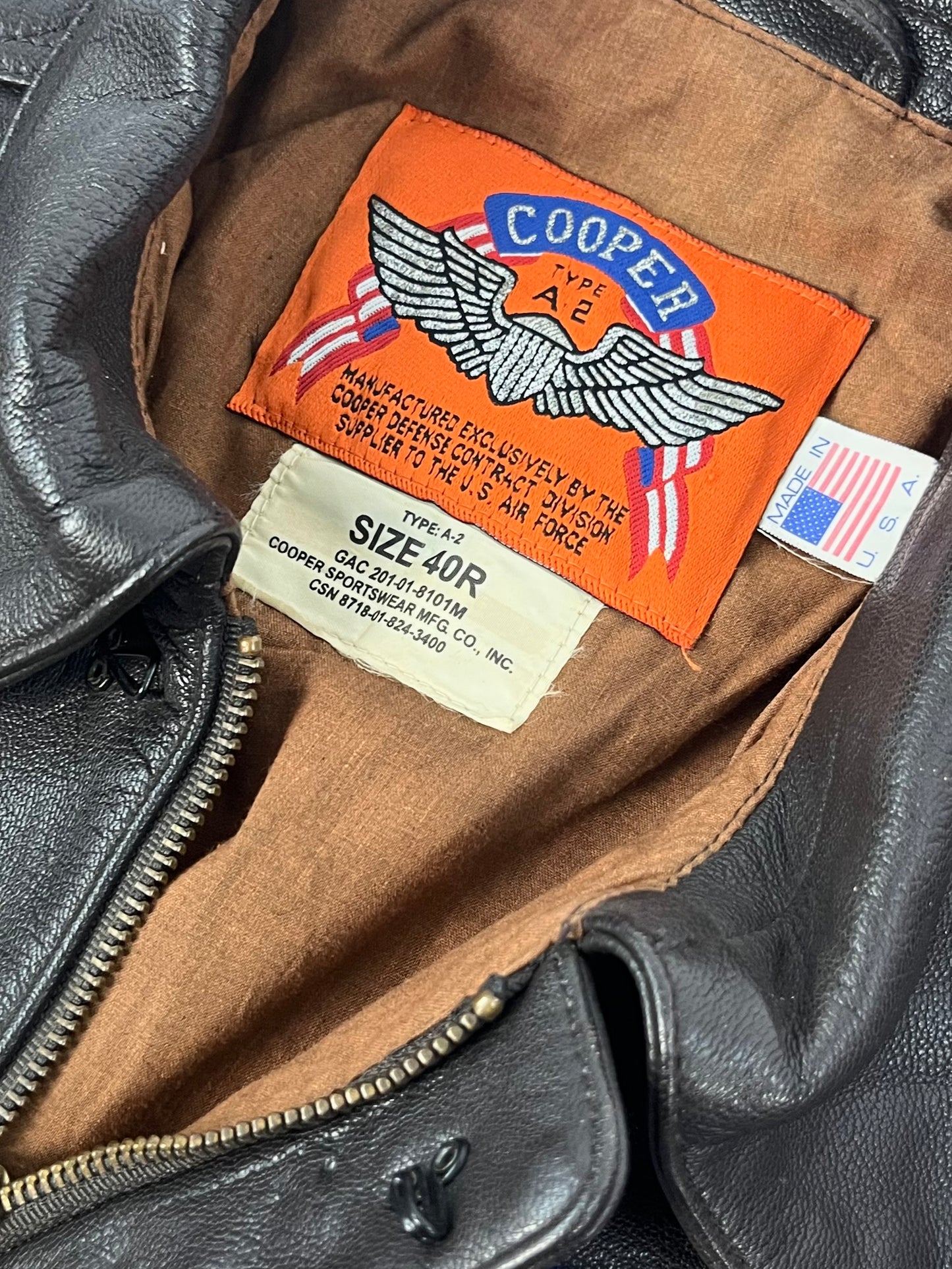 80s Cooper A-2 leather jacket M
