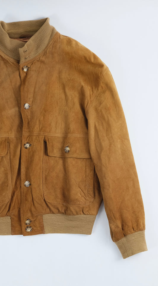 Suede Cognac bomber jacket M