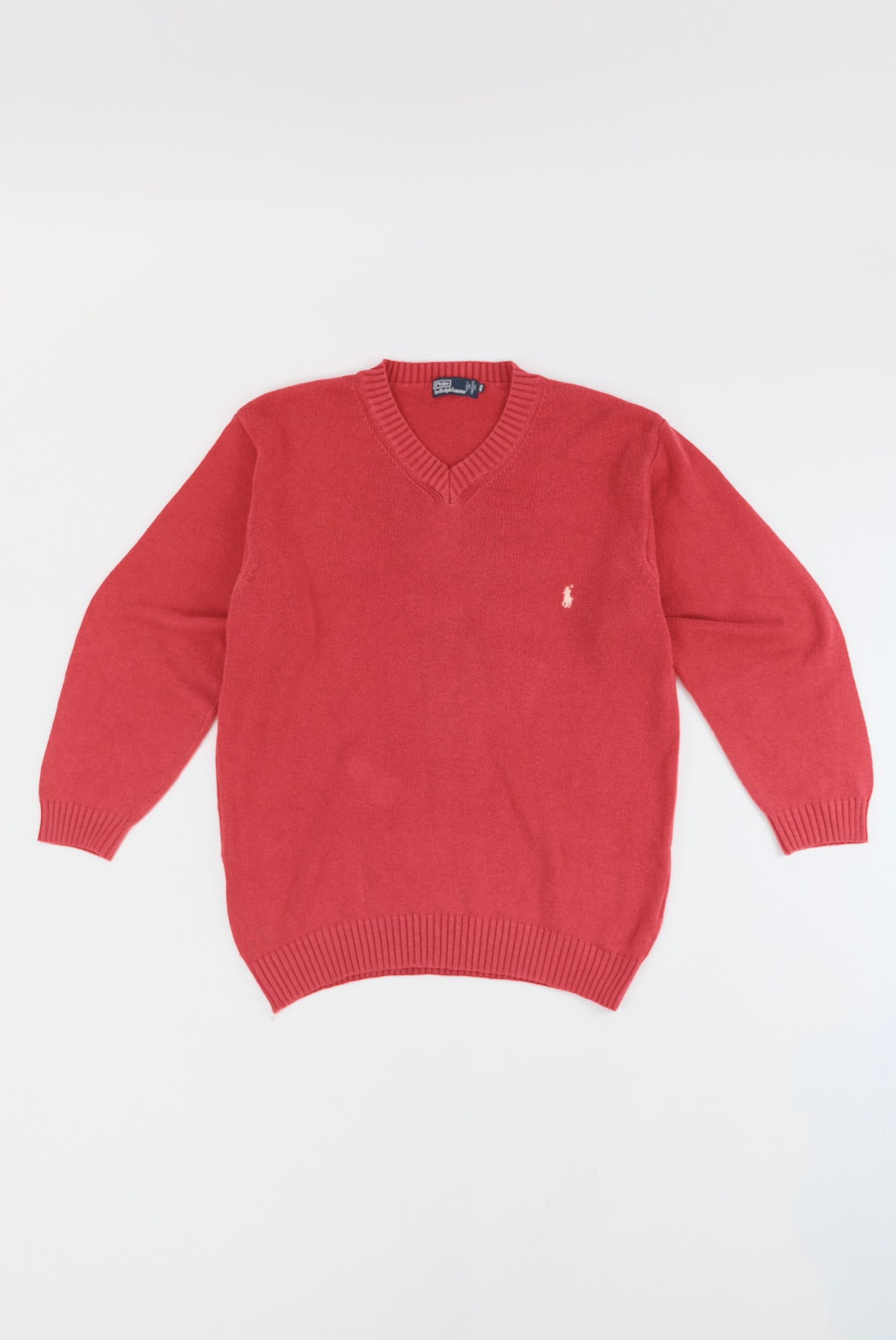 80s Ralph Lauren Cotton Knit V neck L