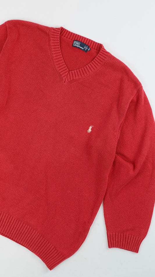 80s Ralph Lauren Cotton Knit V neck L