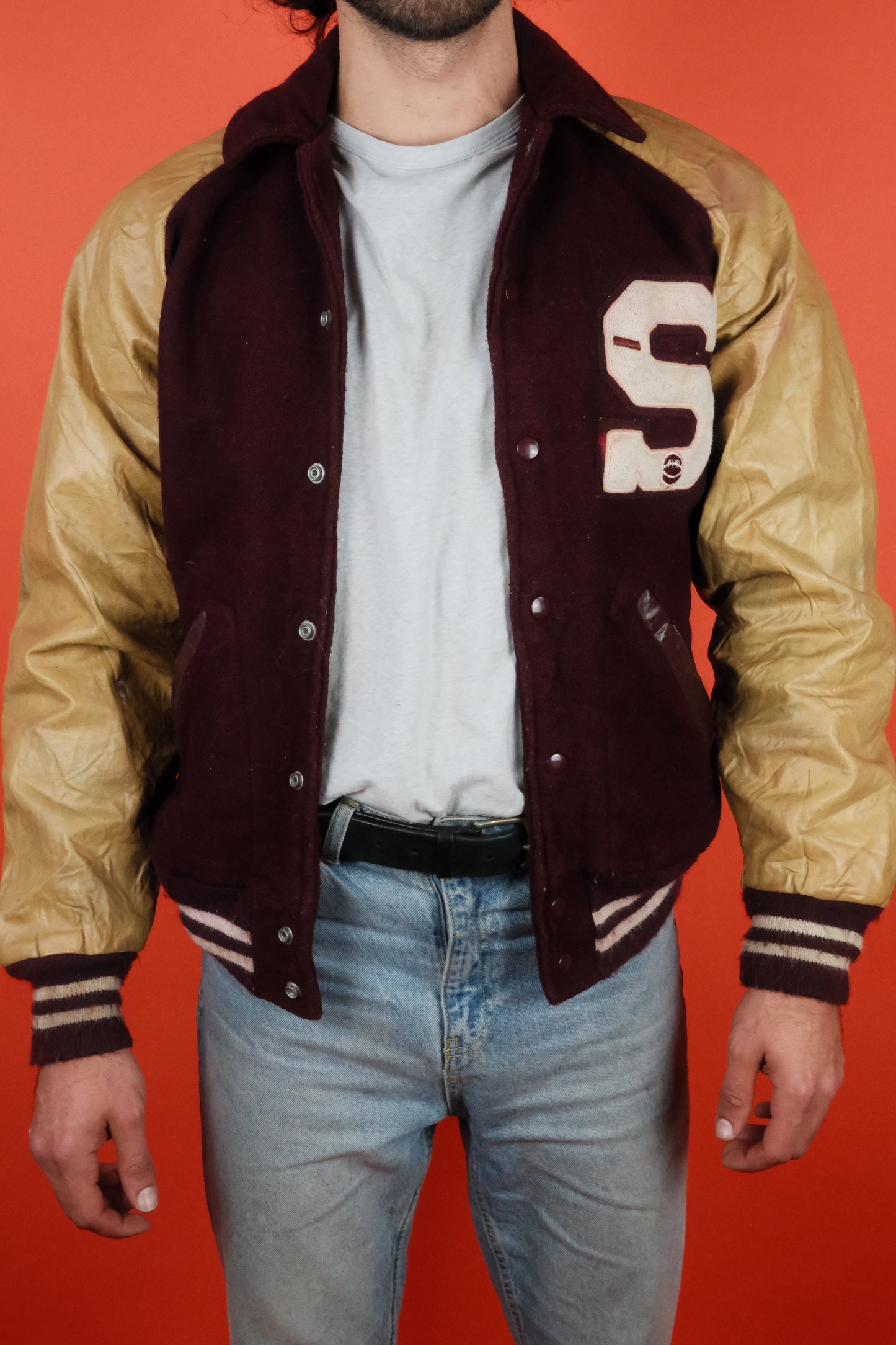 Letter 'S' Varsity Jacket two tone - vintage clothing clochard92.com