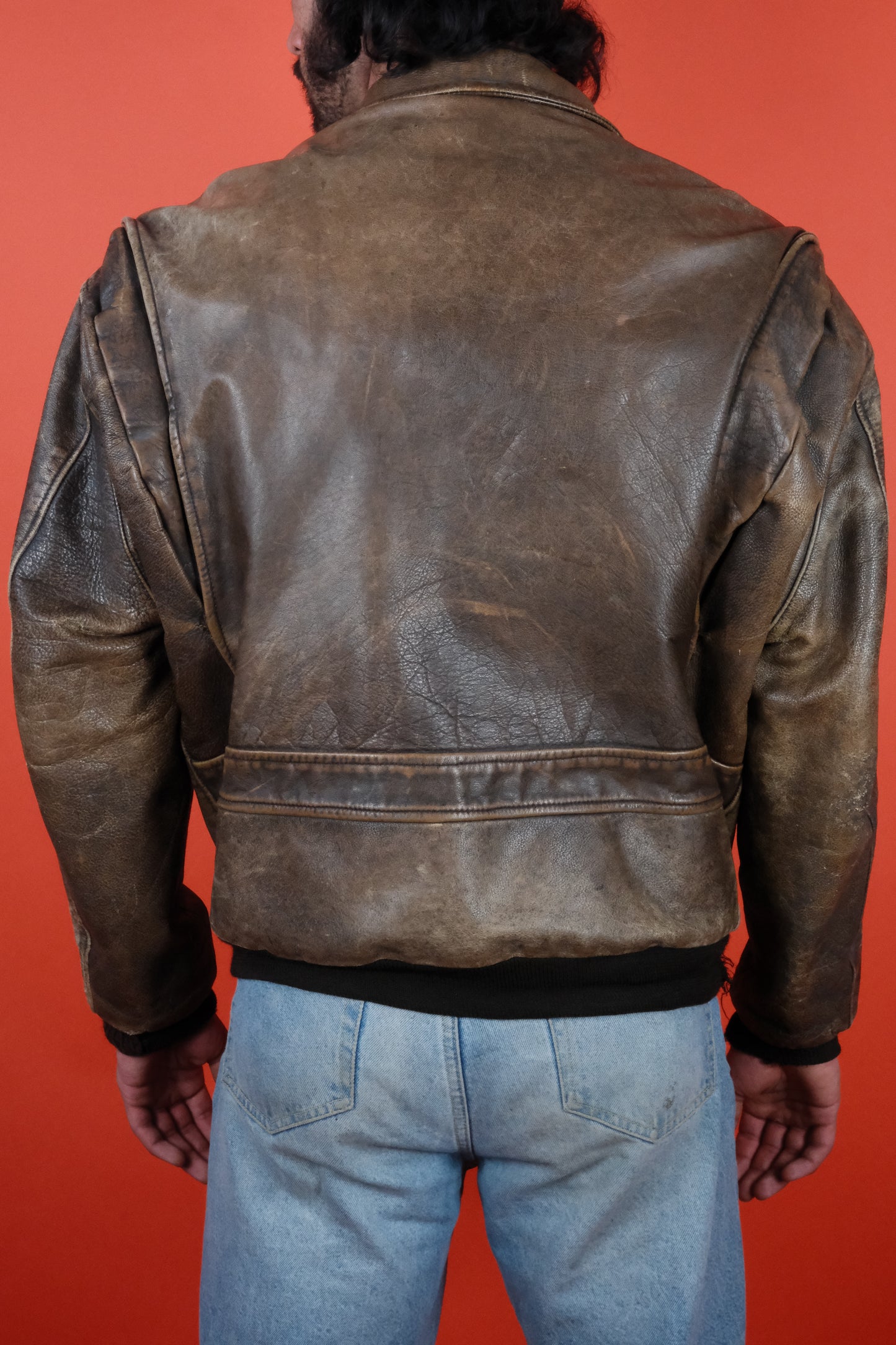 Charles Chevington Leather Bomber Jacket 'XL' - vintage clothing clochard92.com