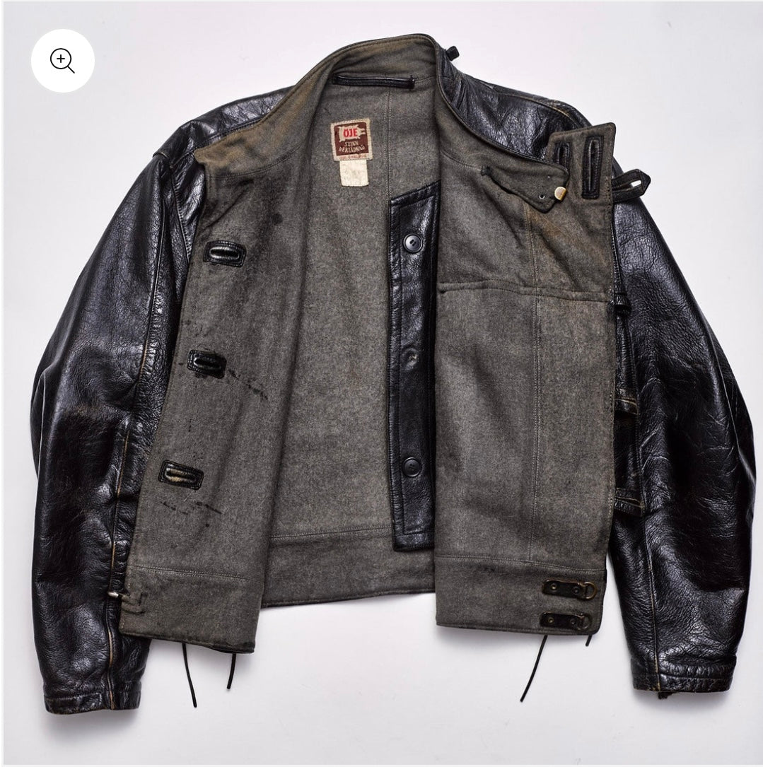 Swedish Police Motorcycle Leather Jacket 1950s