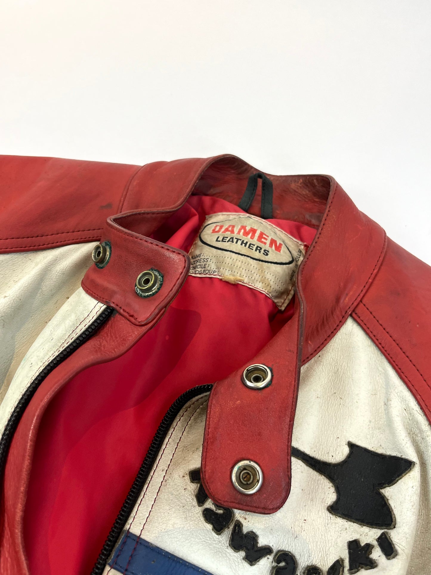 70s Ramen Leather biker jacket M