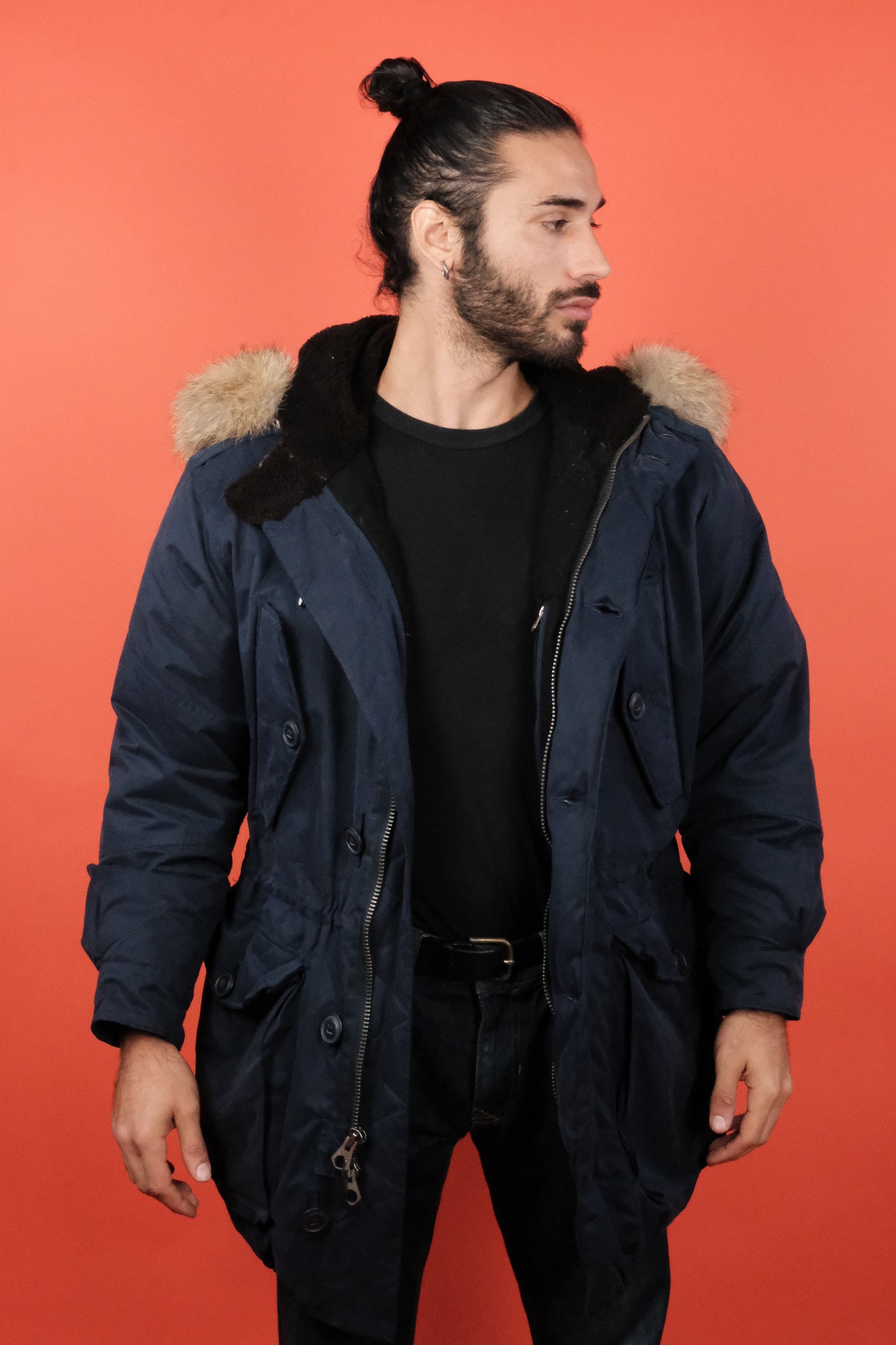 Polo Ralph Lauren Navy Parka 'L' - vintage clothing clochard92.com