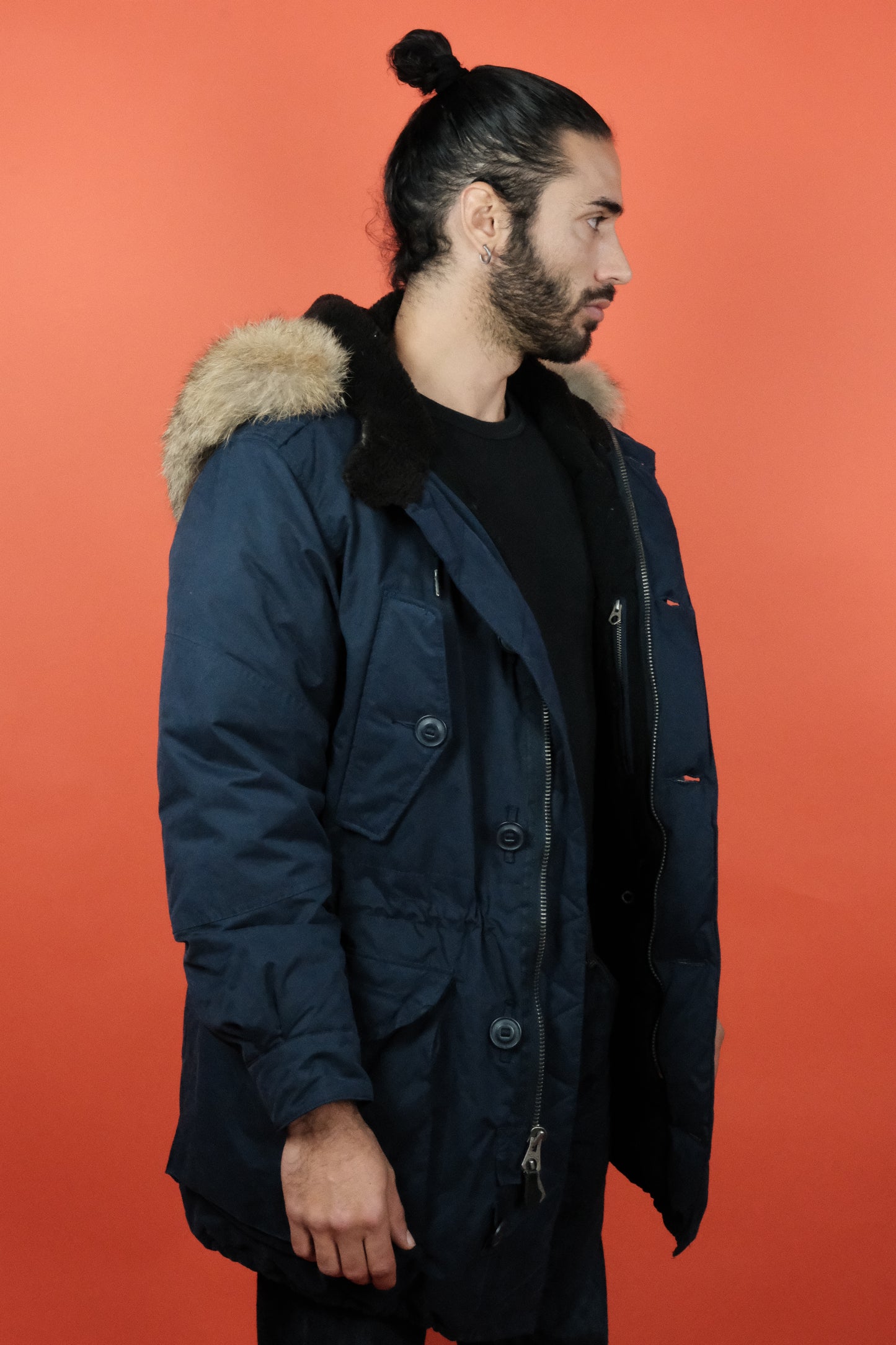 Polo Ralph Lauren Navy Parka 'L' - vintage clothing clochard92.com