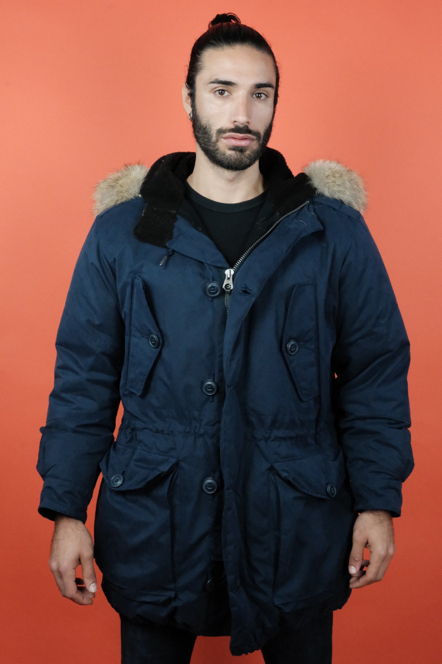 Polo Ralph Lauren Navy Parka 'L' - vintage clothing clochard92.com