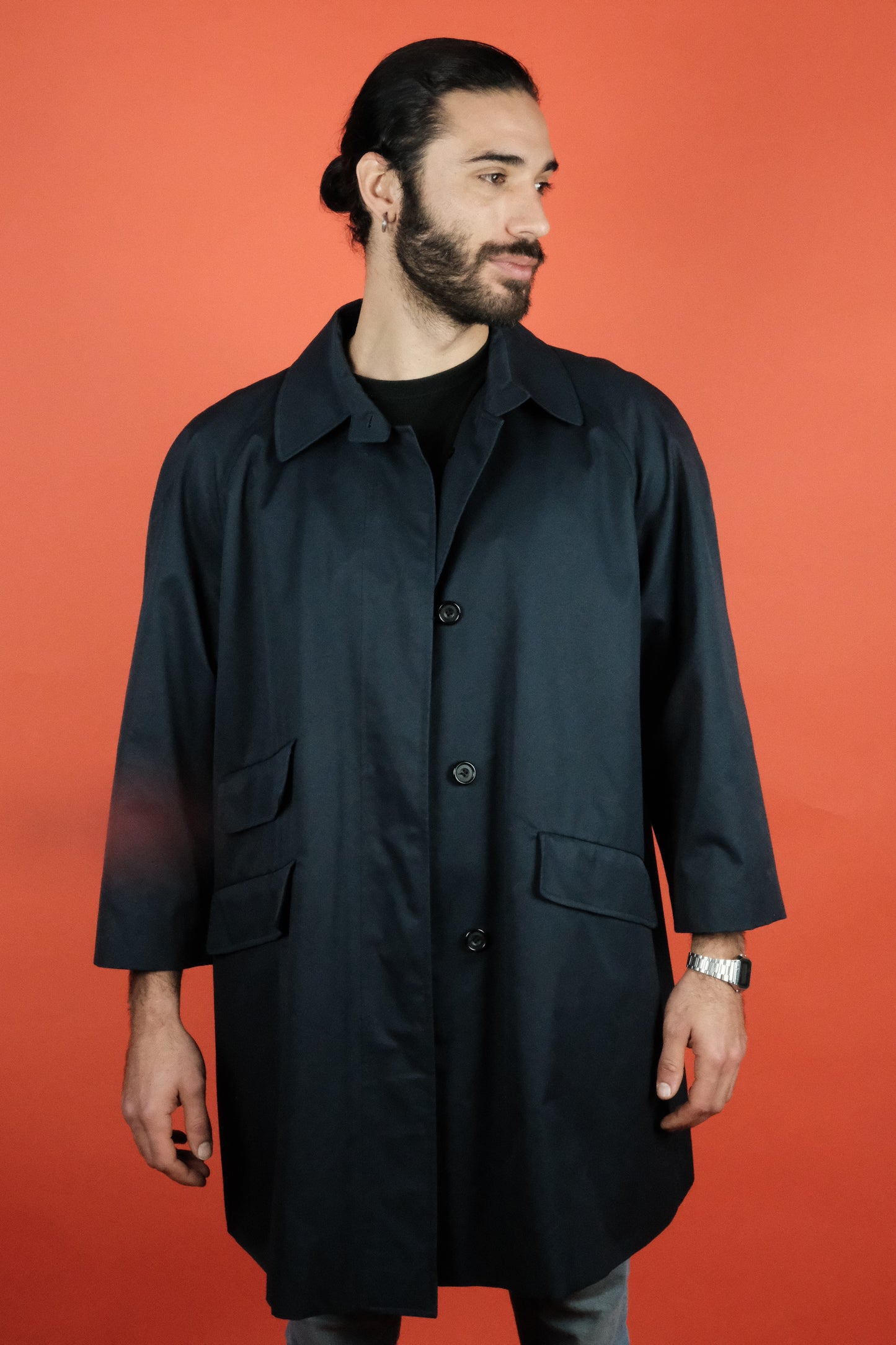 Aquascutum 'Made in England' Navy Coat Short - vintage clothing clochard92.com