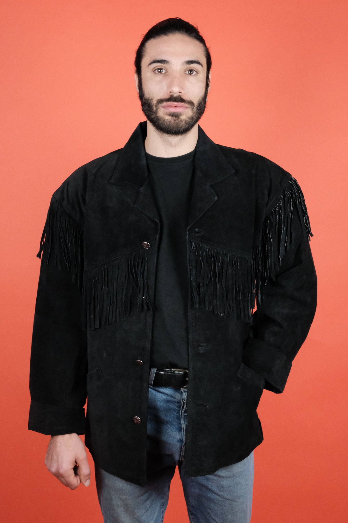 Black Suede Western Jacket - vintage clothing clochard92.com