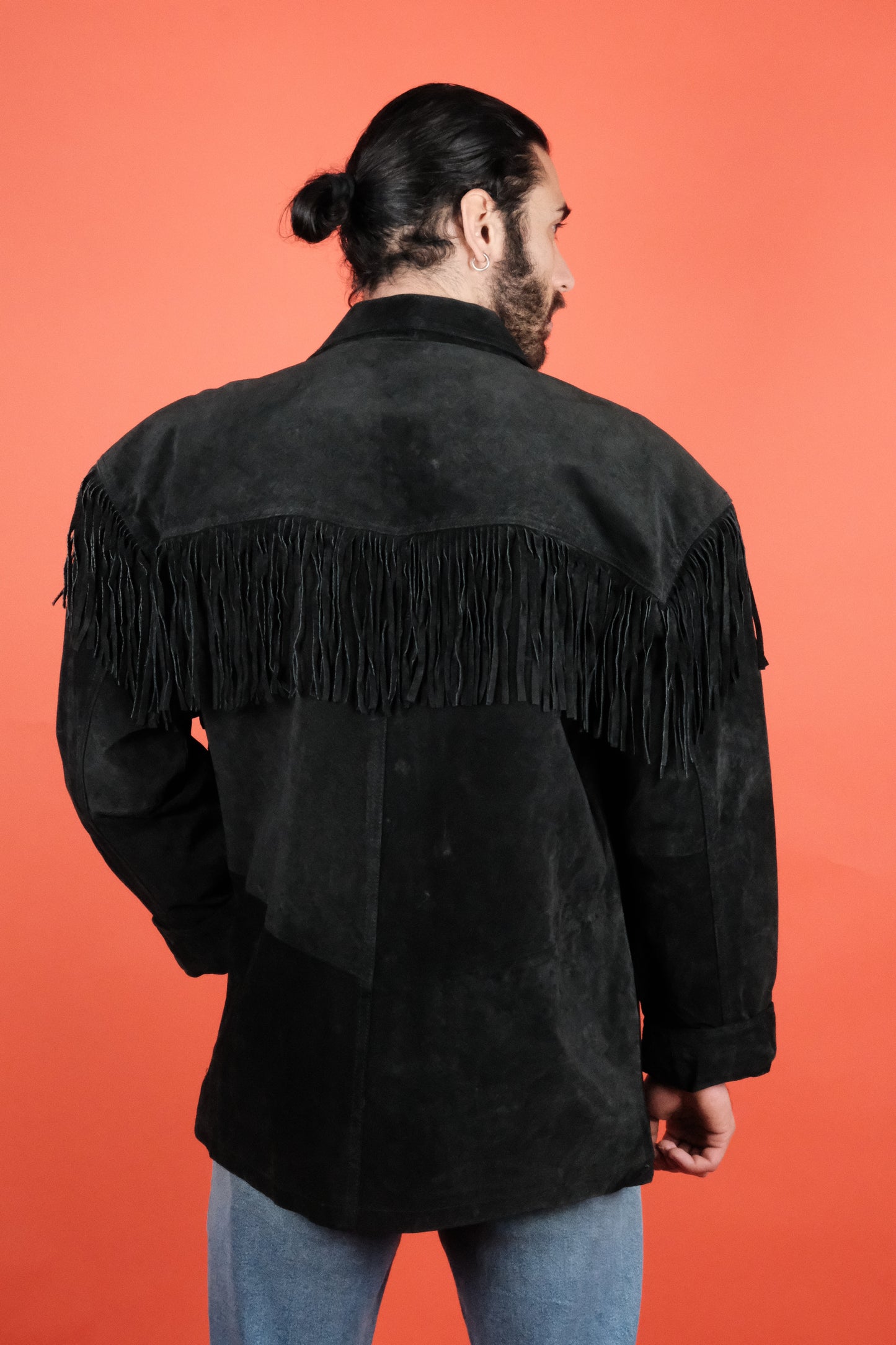 Black Suede Western Jacket - vintage clothing clochard92.com