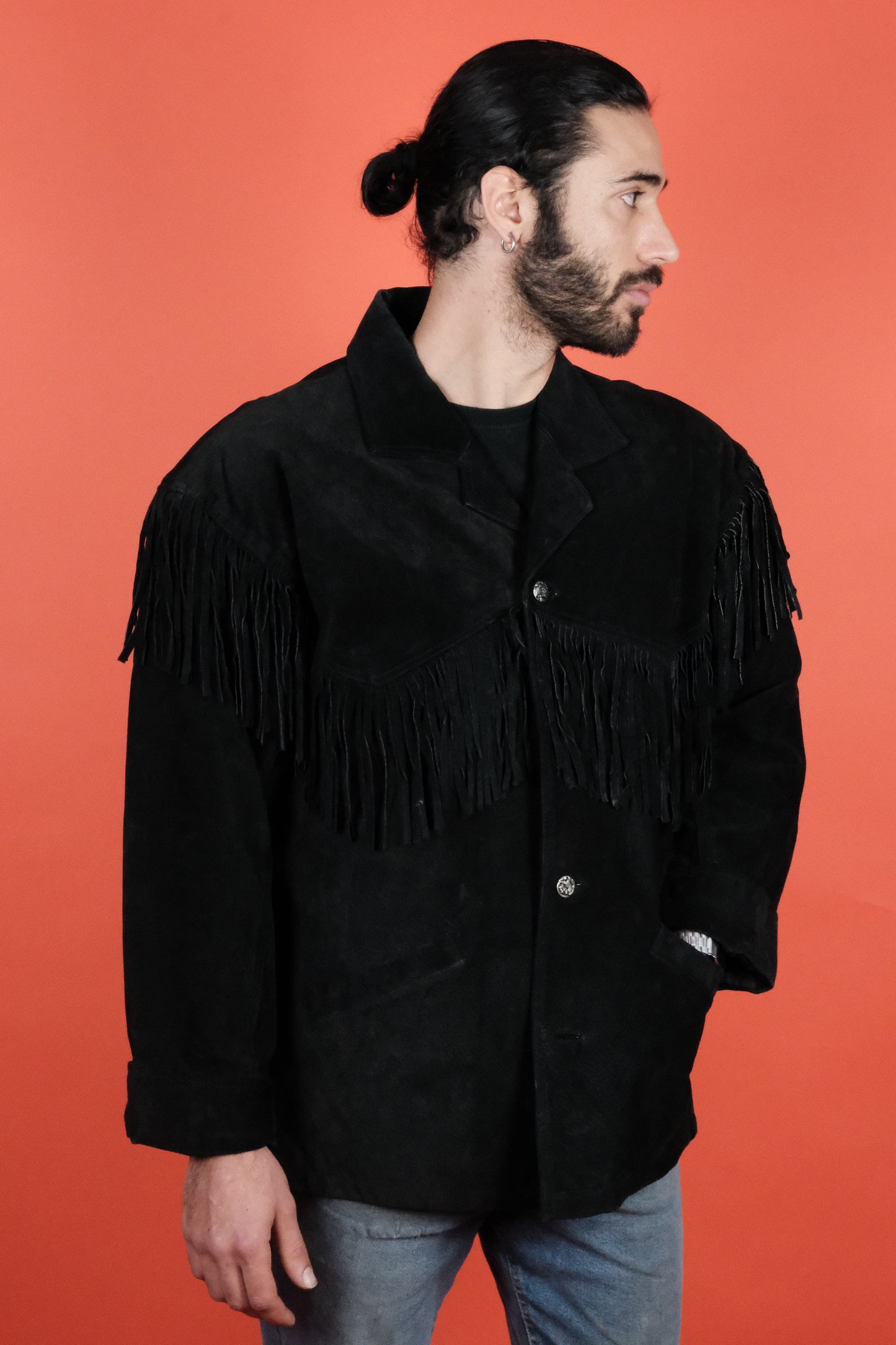 Black Suede Western Jacket - vintage clothing clochard92.com