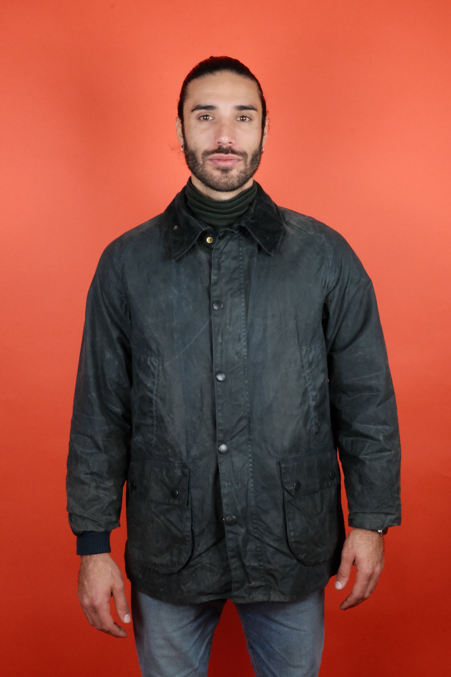 Barbour Bedale 'M' Navy C42/107 Wax Jacket - vintage clothing clochard92.com
