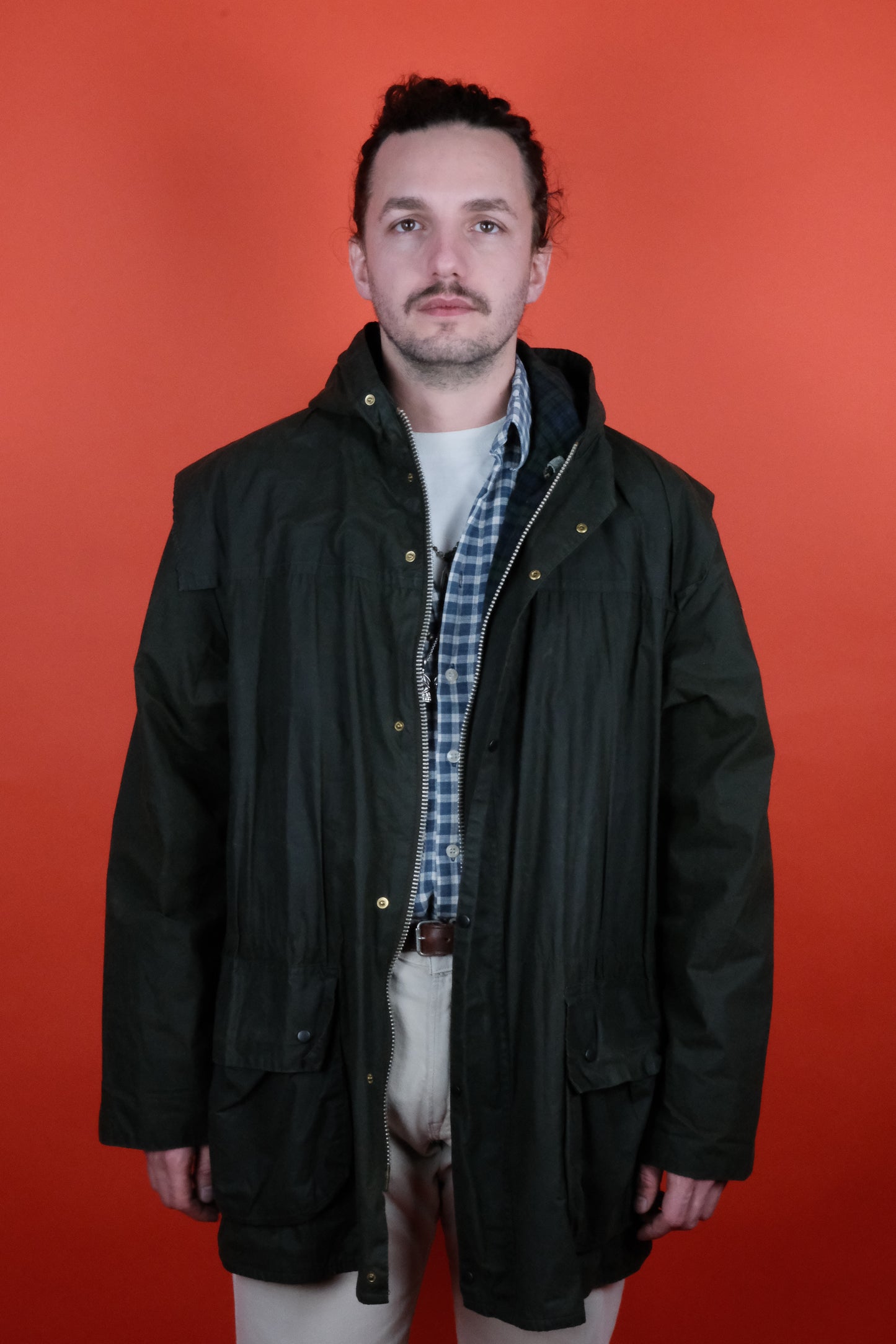 Barbour Durham 'L' C46/117 Wax Jacket w/ Hood - vintage clothing clochard92.com