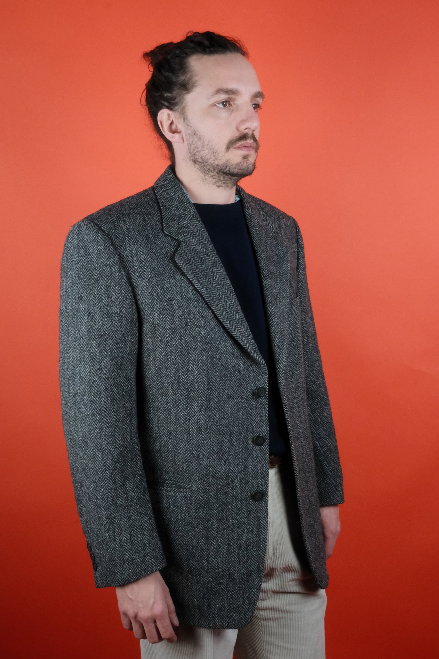 Harris Tweed Wool Grey Suit Jacket 'L' - vintage clothing clochard92.com