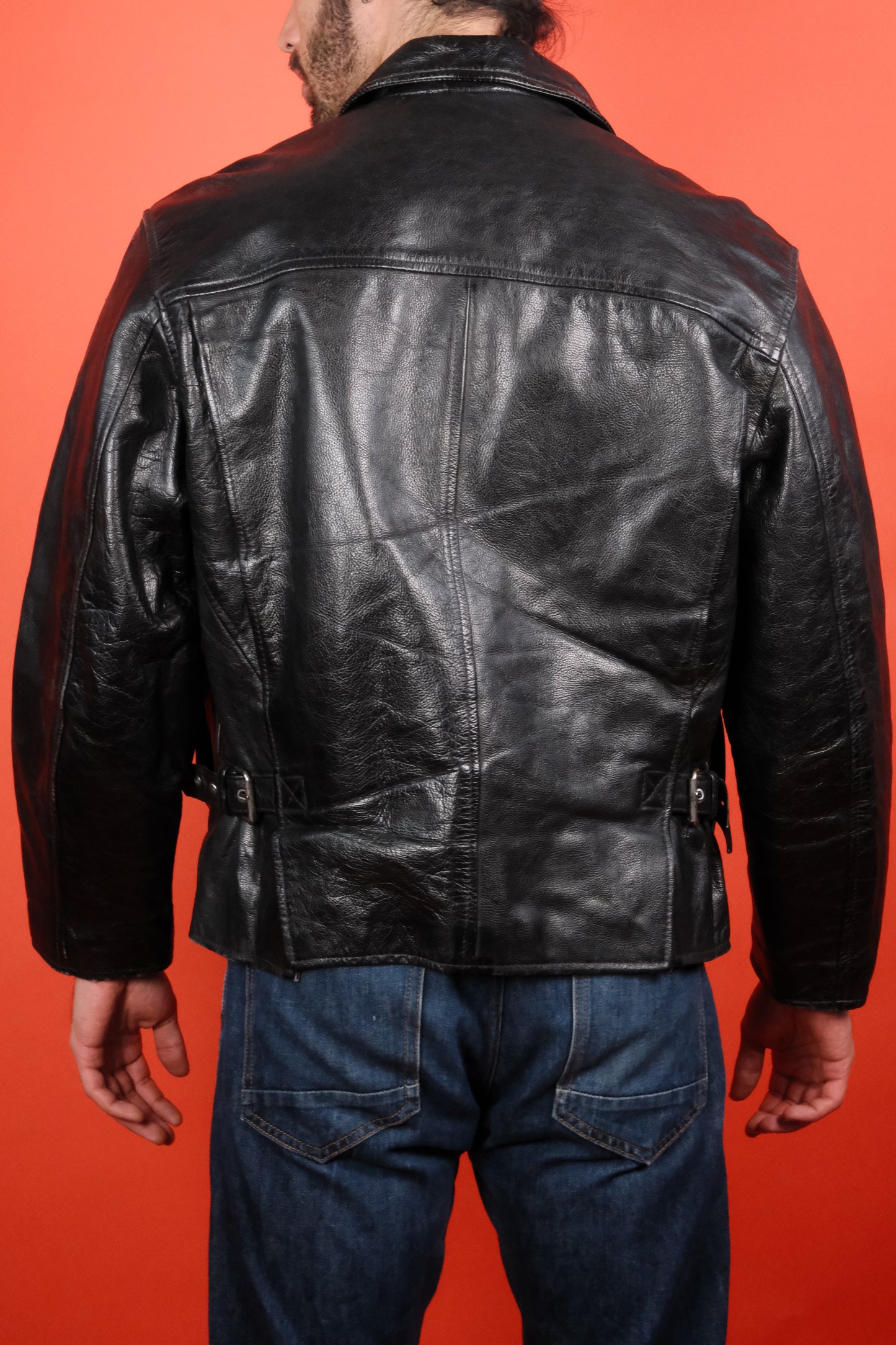 Black Leather Jacket 'L' - vintage clothing clochard92.com