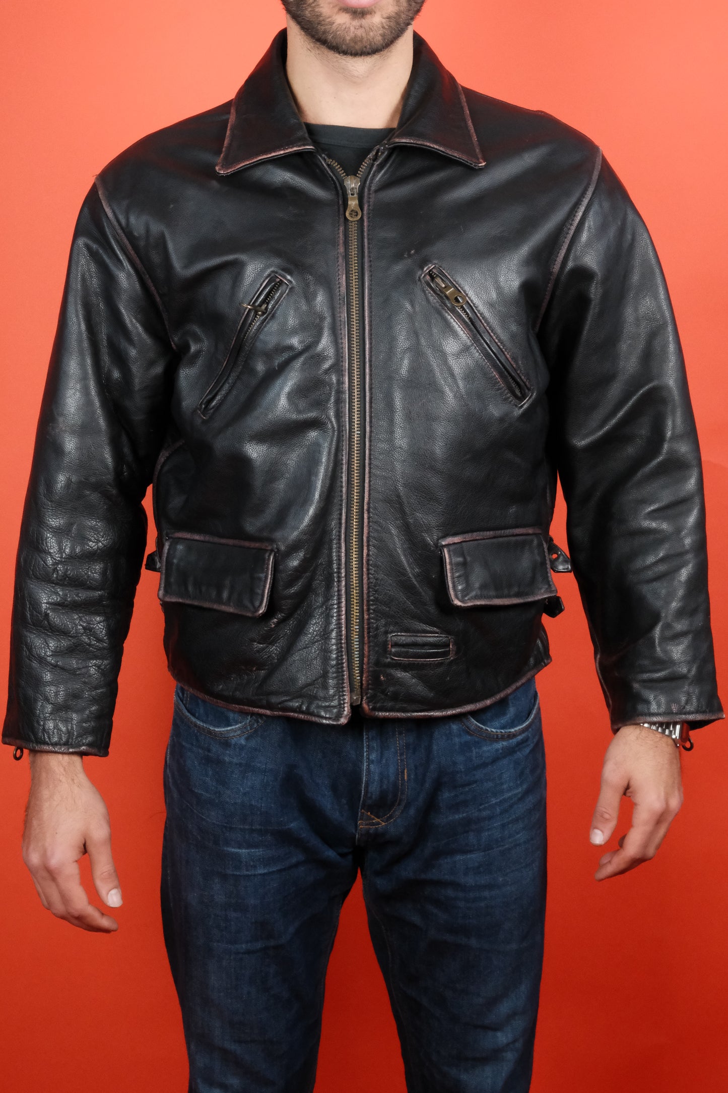 Leather Jacket w/ Patina 'L' - vintage clothing clochard92.com