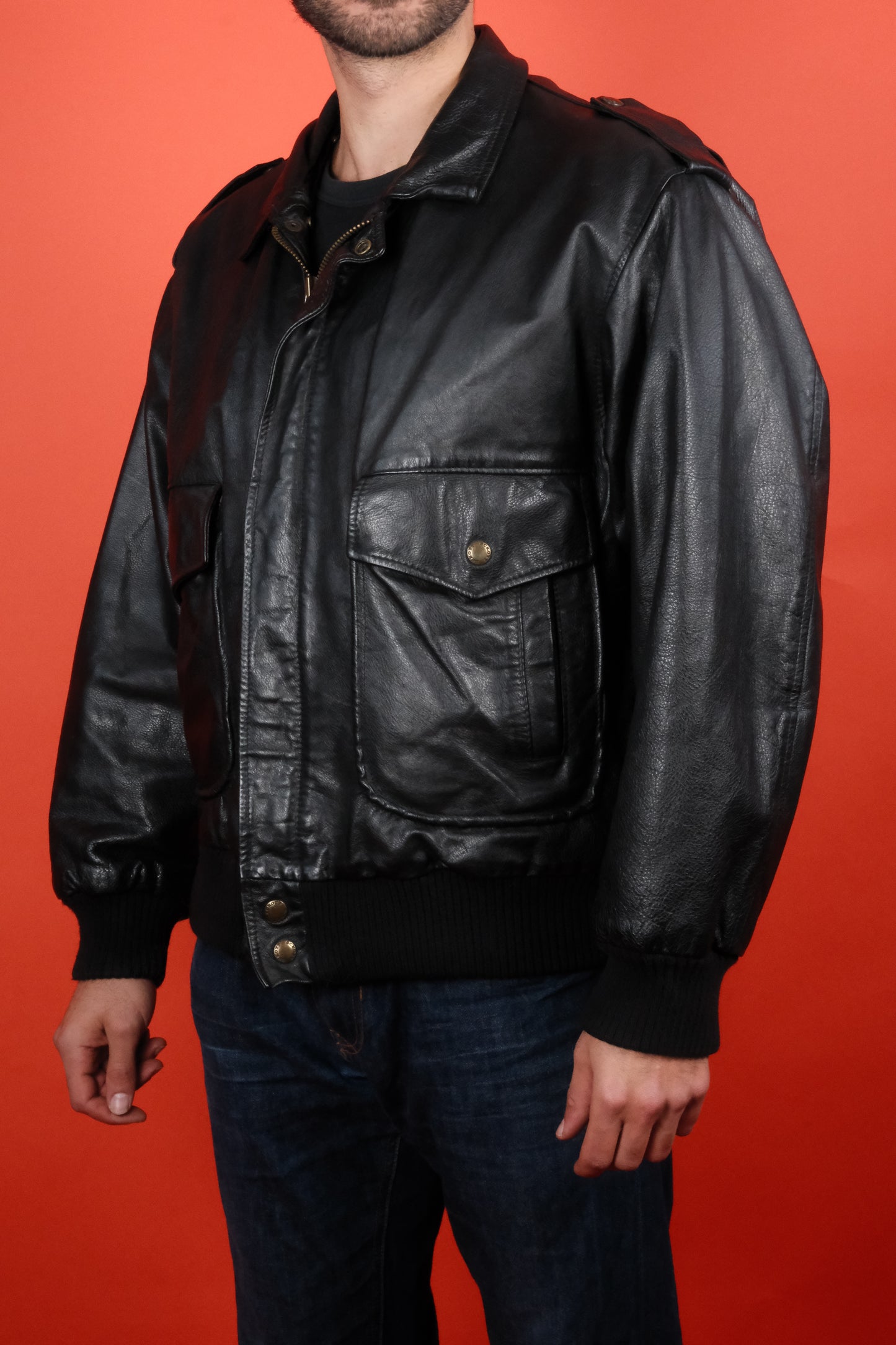 Leather Jacket Made in Italy Type A-2 'L/52' - vintage clothing clochard92.com