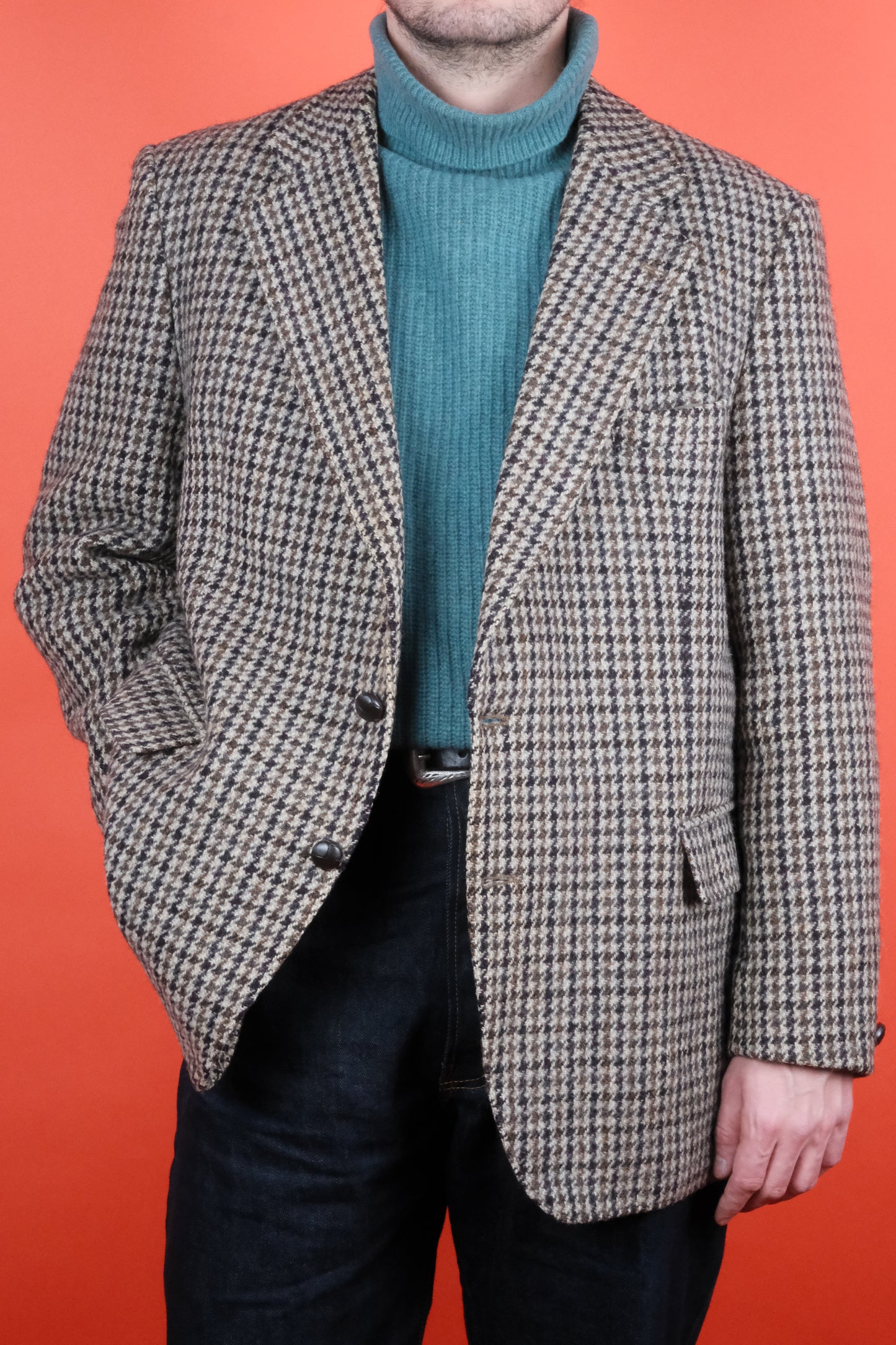 Senator Harris Tweed Houndstooth Suit Jacket 'L' - vintage clothing clochard92.com