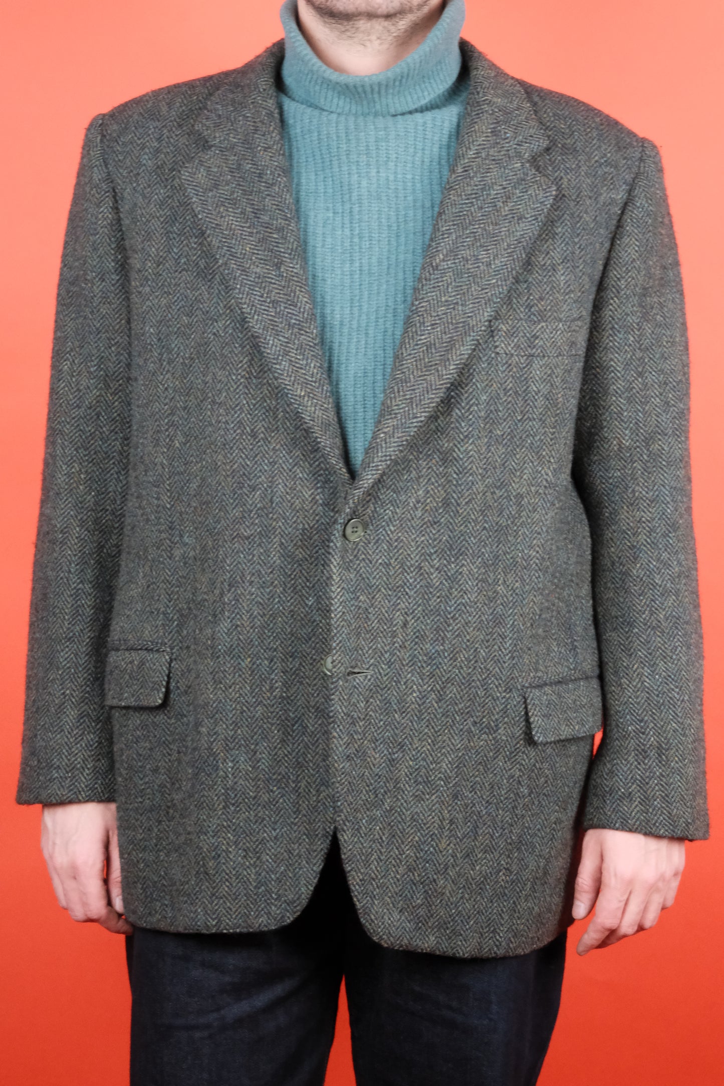 Herringbone Harris Tweed Suit Jacket 'L' - vintage clothing clochard92.com