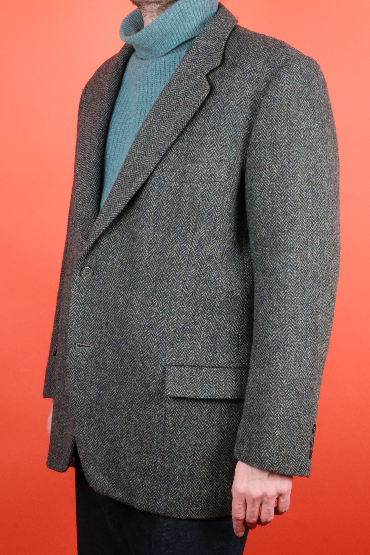 Herringbone Harris Tweed Suit Jacket 'L' - vintage clothing clochard92.com