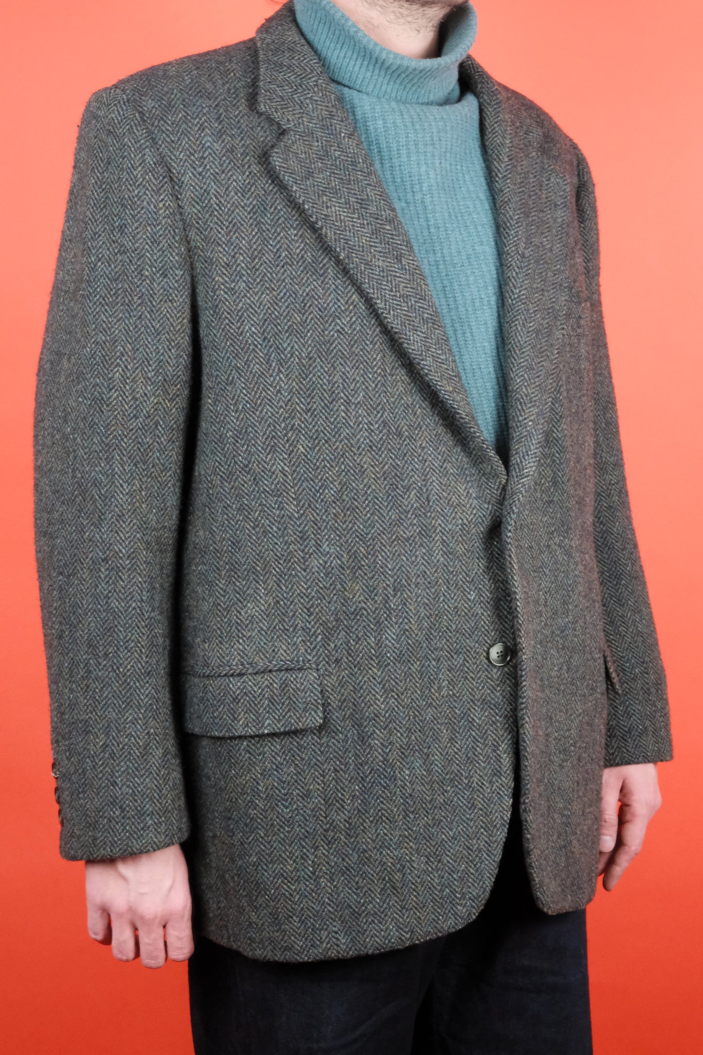 Herringbone Harris Tweed Suit Jacket 'L' - vintage clothing clochard92.com