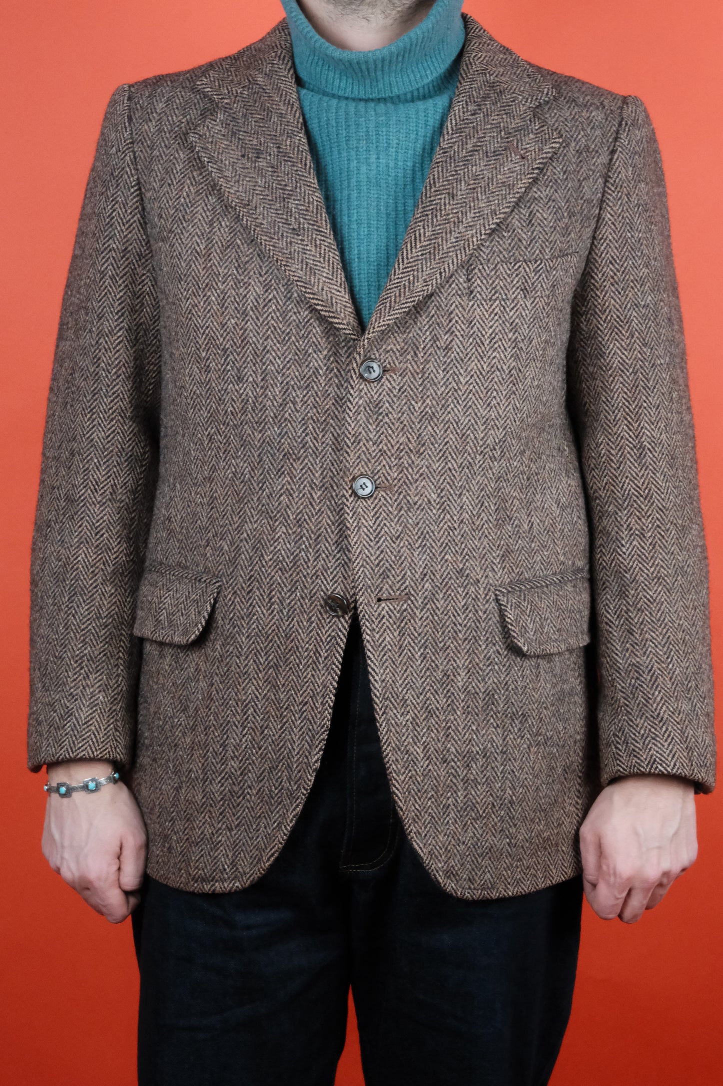 Herringbone Harris Tweed Wool Suit Jacket 'M' - vintage clothing clochard92.com