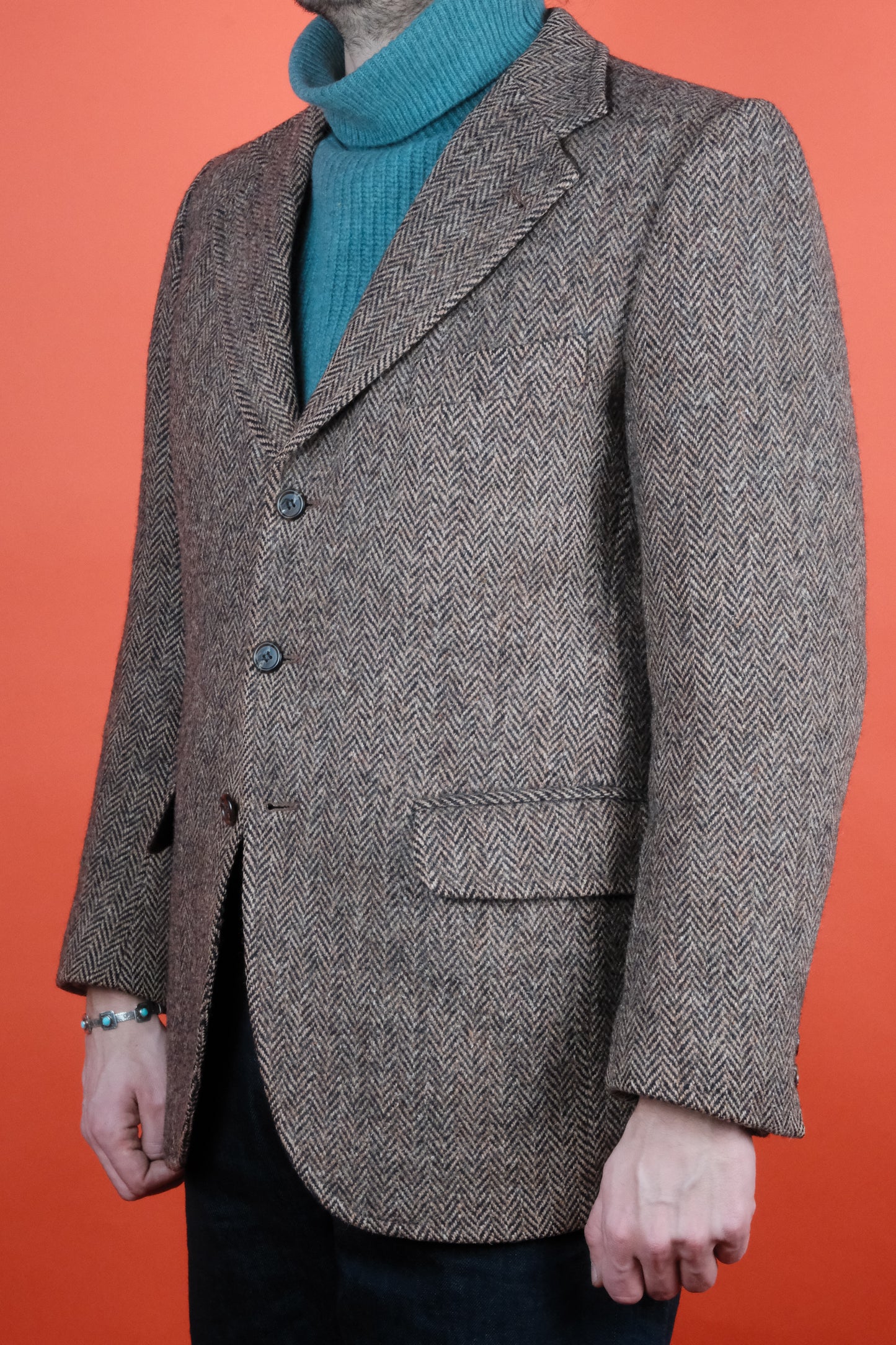 Herringbone Harris Tweed Wool Suit Jacket 'M' - vintage clothing clochard92.com