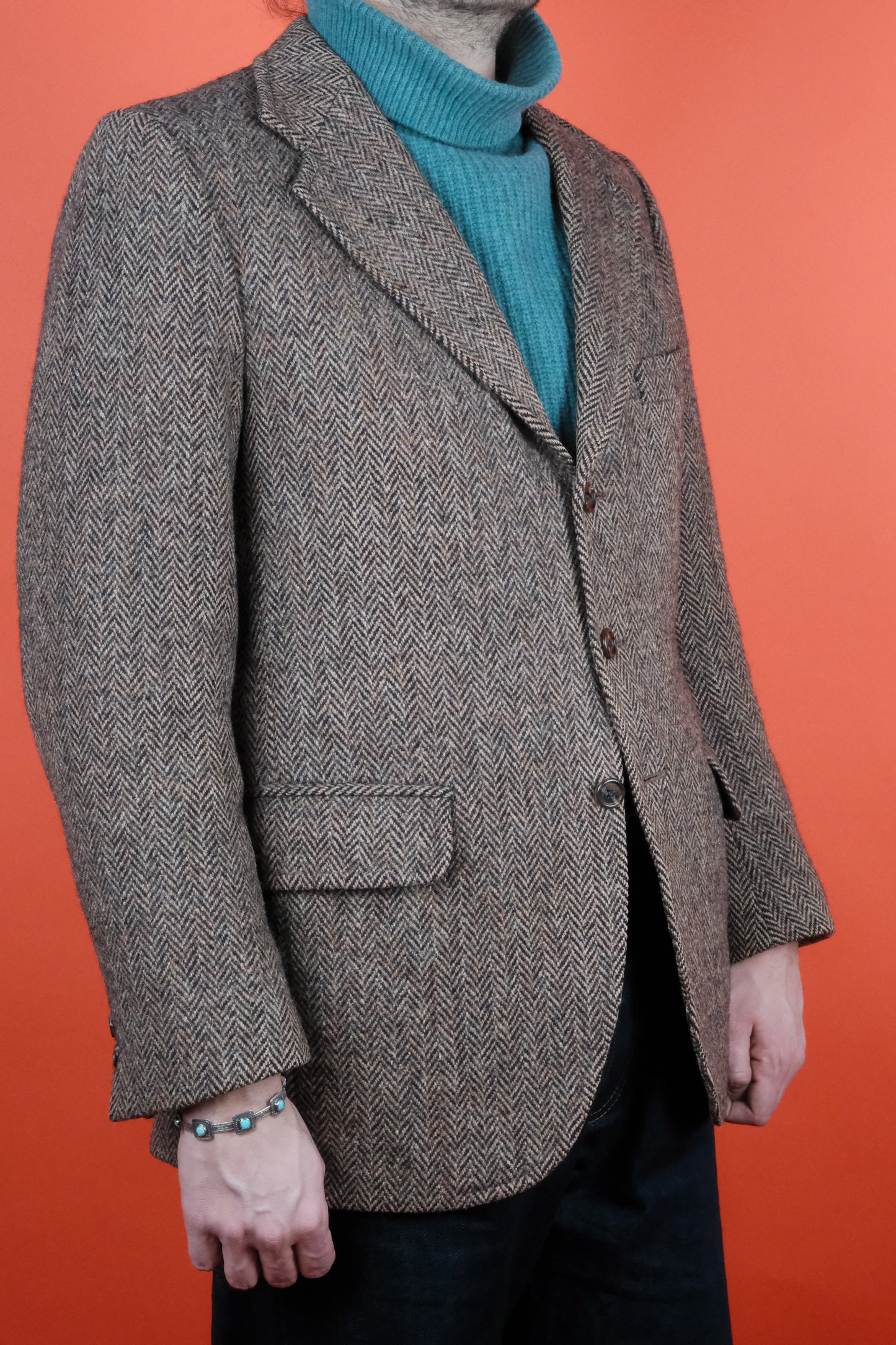 Herringbone Harris Tweed Wool Suit Jacket 'M' - vintage clothing clochard92.com