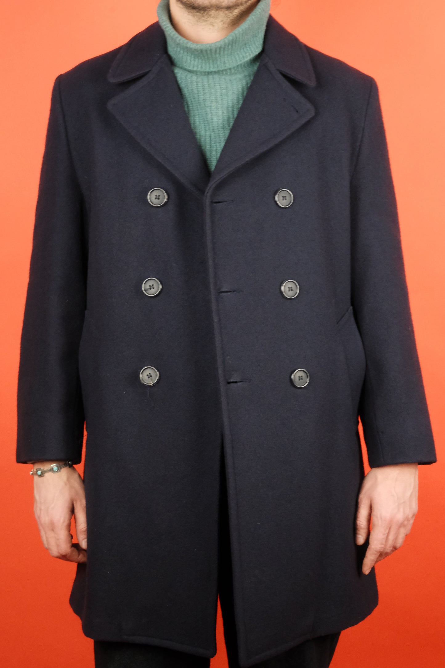 Woolrich Navy Pea Coat Made in USA 'S-M/38' - vintage clothing clochard92.com