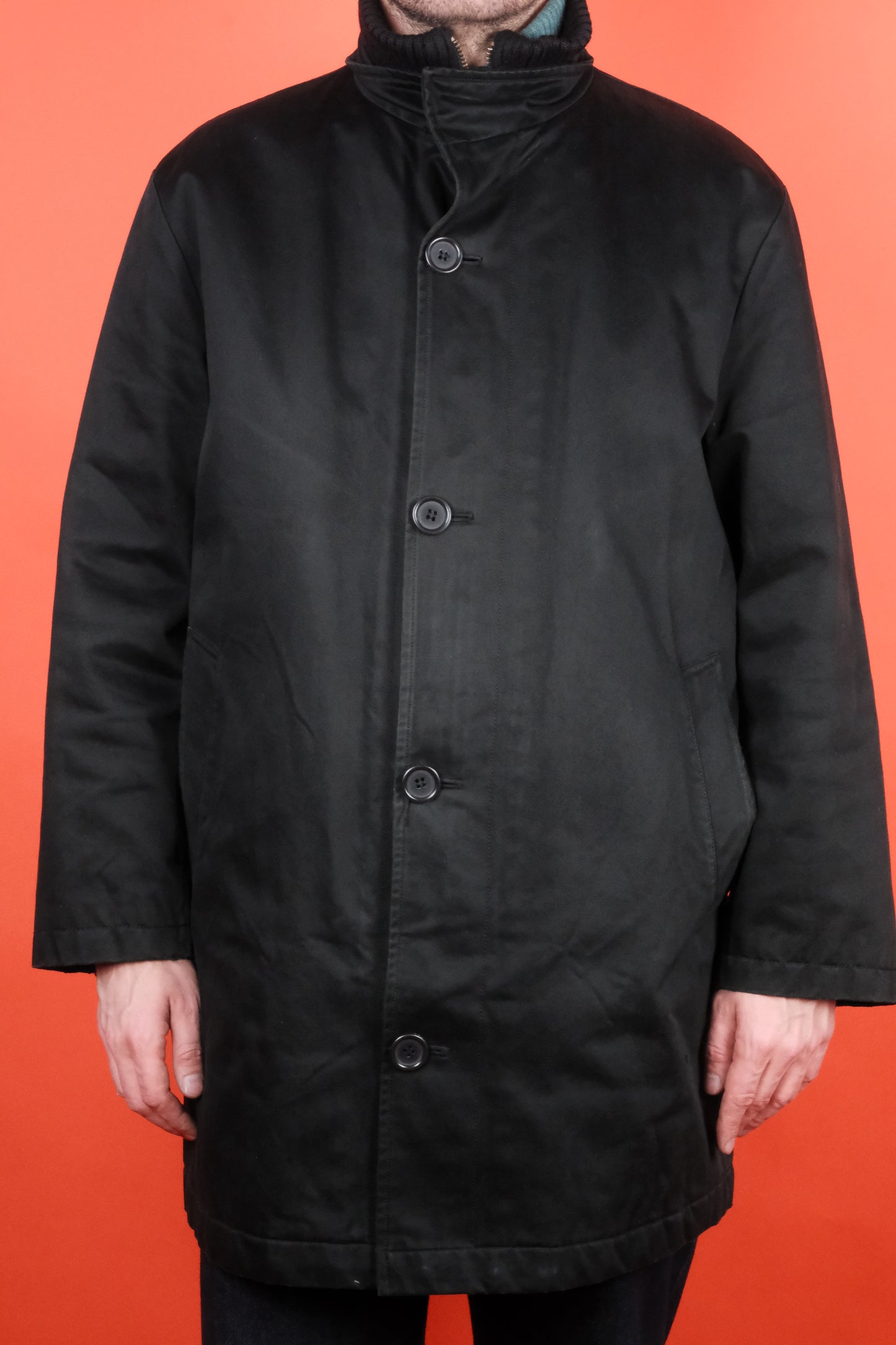 Burberry Black Cotton Short Coat 'L' - vintage clothing clochard92.com