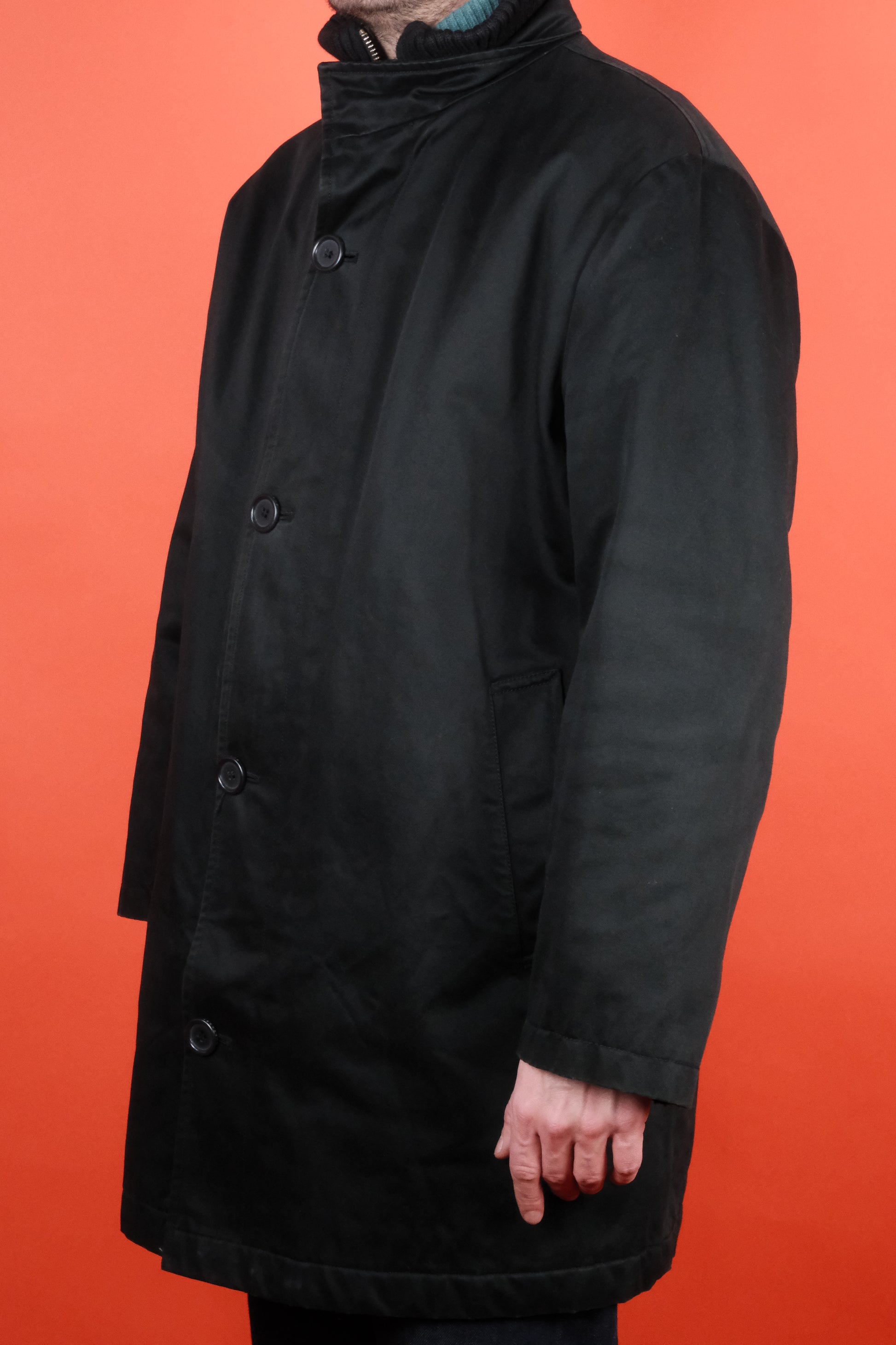 Burberry Black Cotton Short Coat 'L' - vintage clothing clochard92.com, Vintage Store Clochard92.com