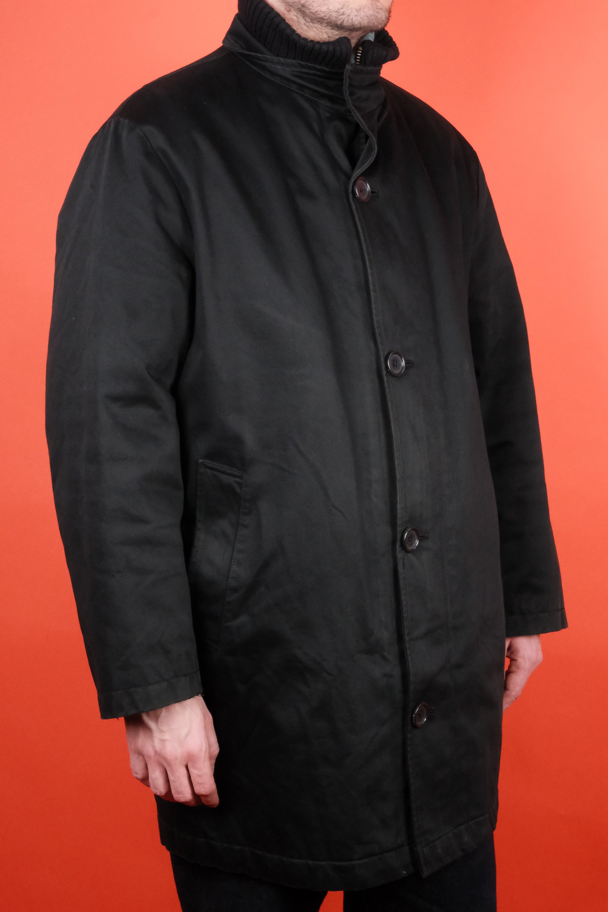 Burberry Black Cotton Short Coat 'L' - vintage clothing clochard92.com, Vintage Store Clochard92.com