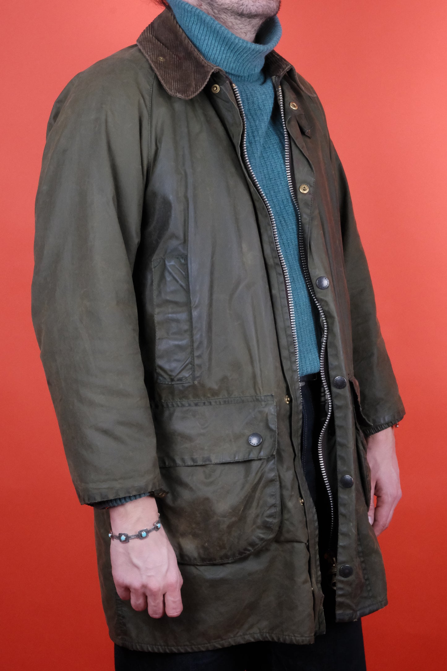 Barbour Gamefair Green Wax Jacket 'S/C38' - vintage clothing clochard92.com