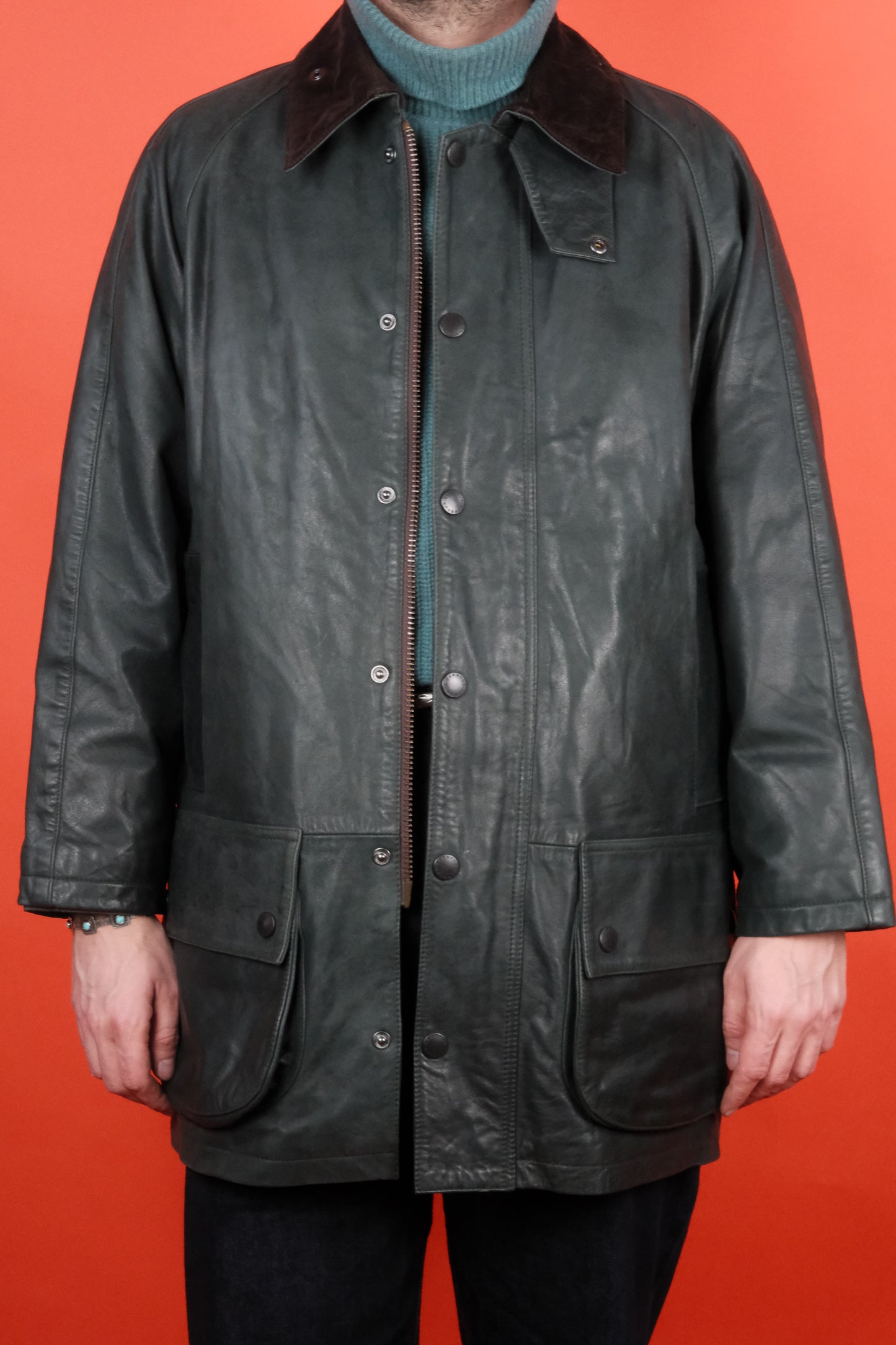 Barbour Beaufort Leather Jacket w/ Wool Lining Limited Edition 'M' - vintage clothing clochard92.com