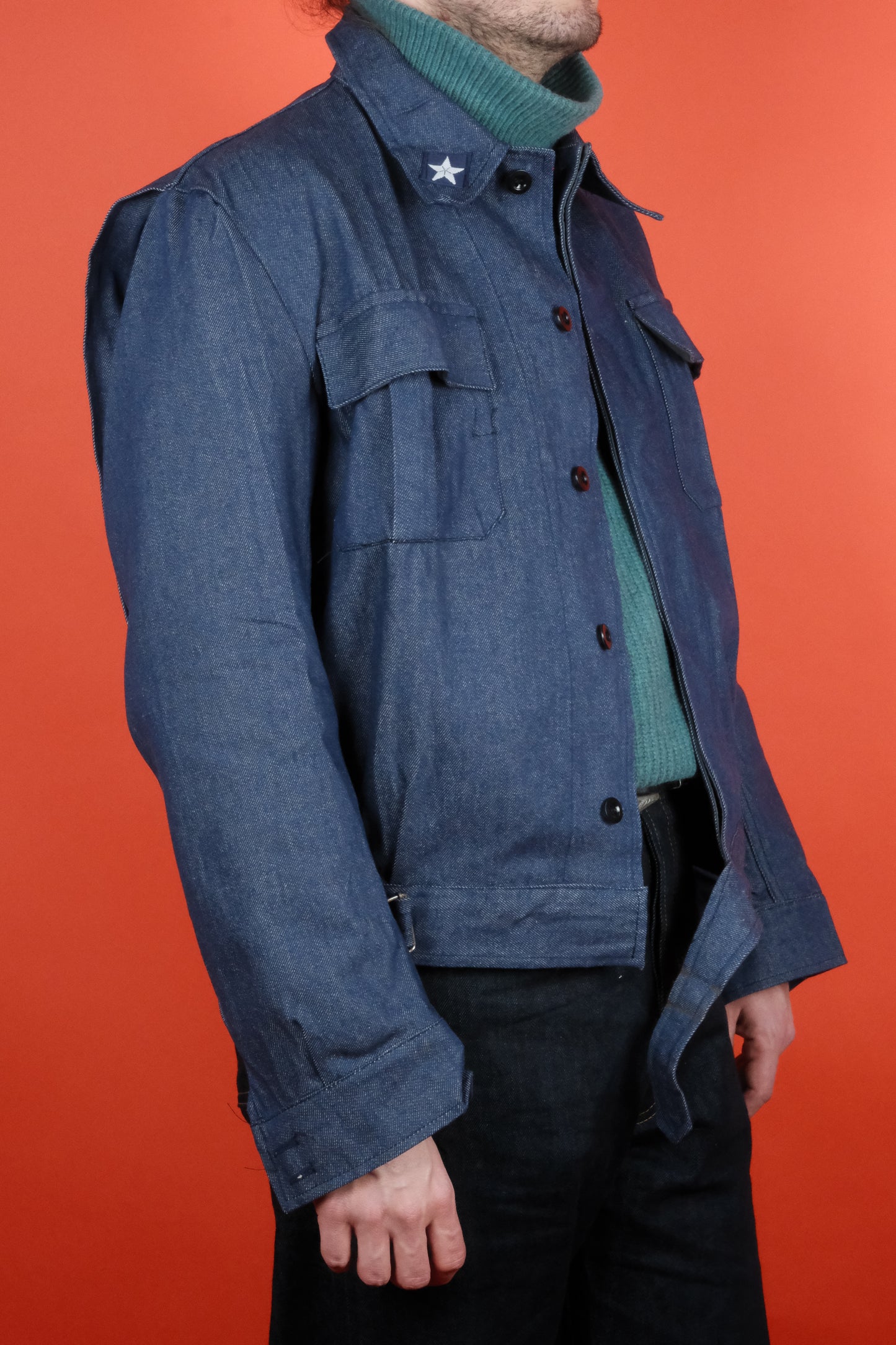 Italian Navy Denim Jacket Dead stock 'L/48' - vintage clothing clochard92.com