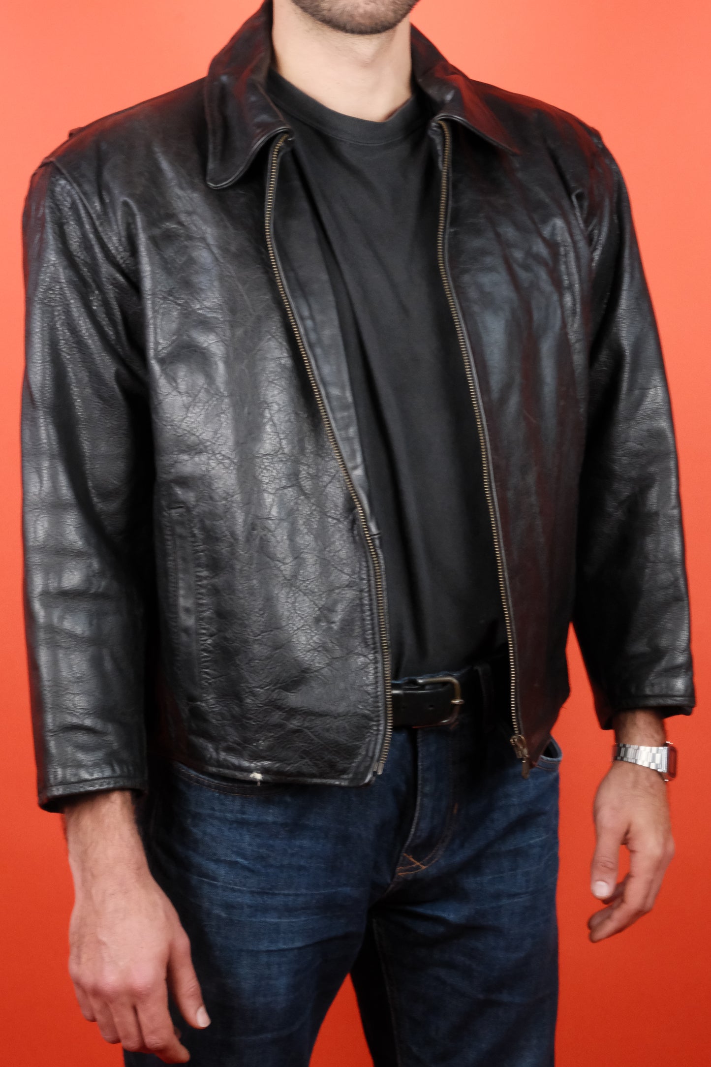 Unbranded Black Leather Jacket 'L' - vintage clothing clochard92.com