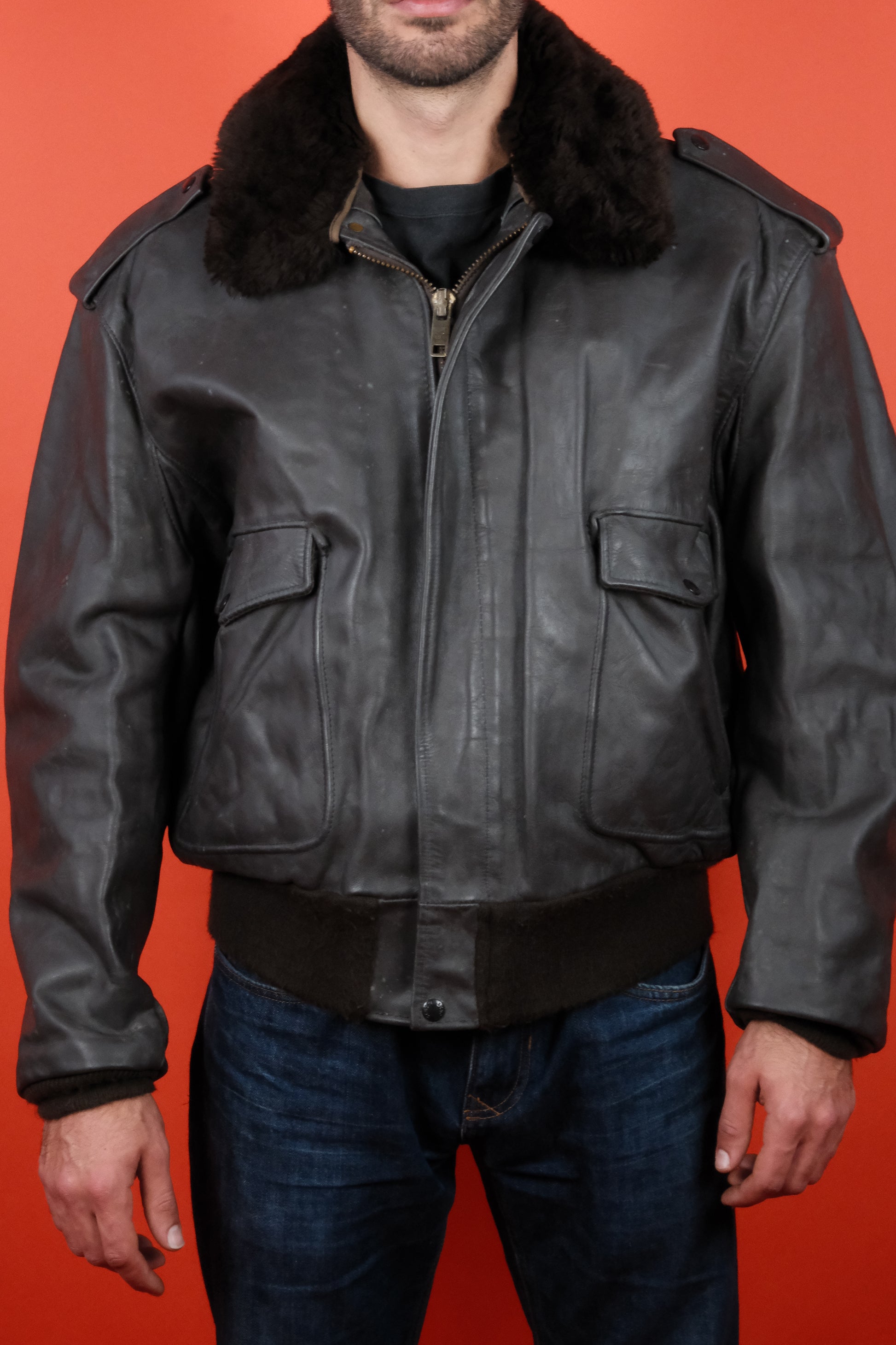 Schott Type A-2 Leather Jacket 684 SM 'XL' - vintage clothing clochard92.com, Vintage Store Clochard92.com