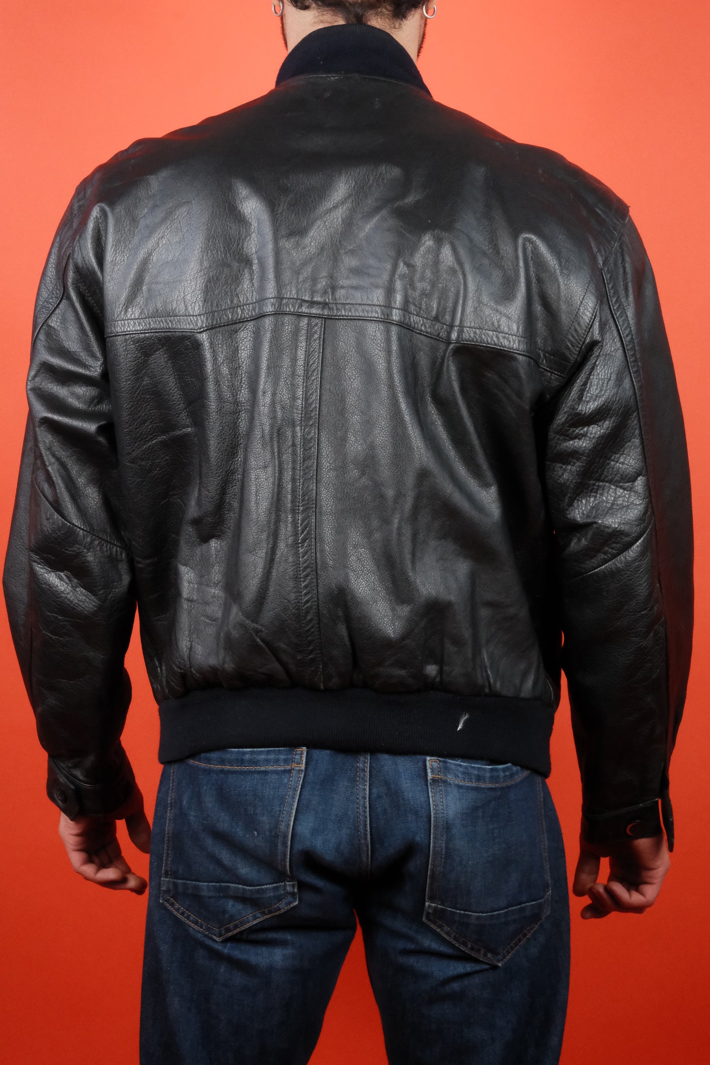 Cowhide Black Leather Jacket 'XL' - vintage clothing clochard92.com