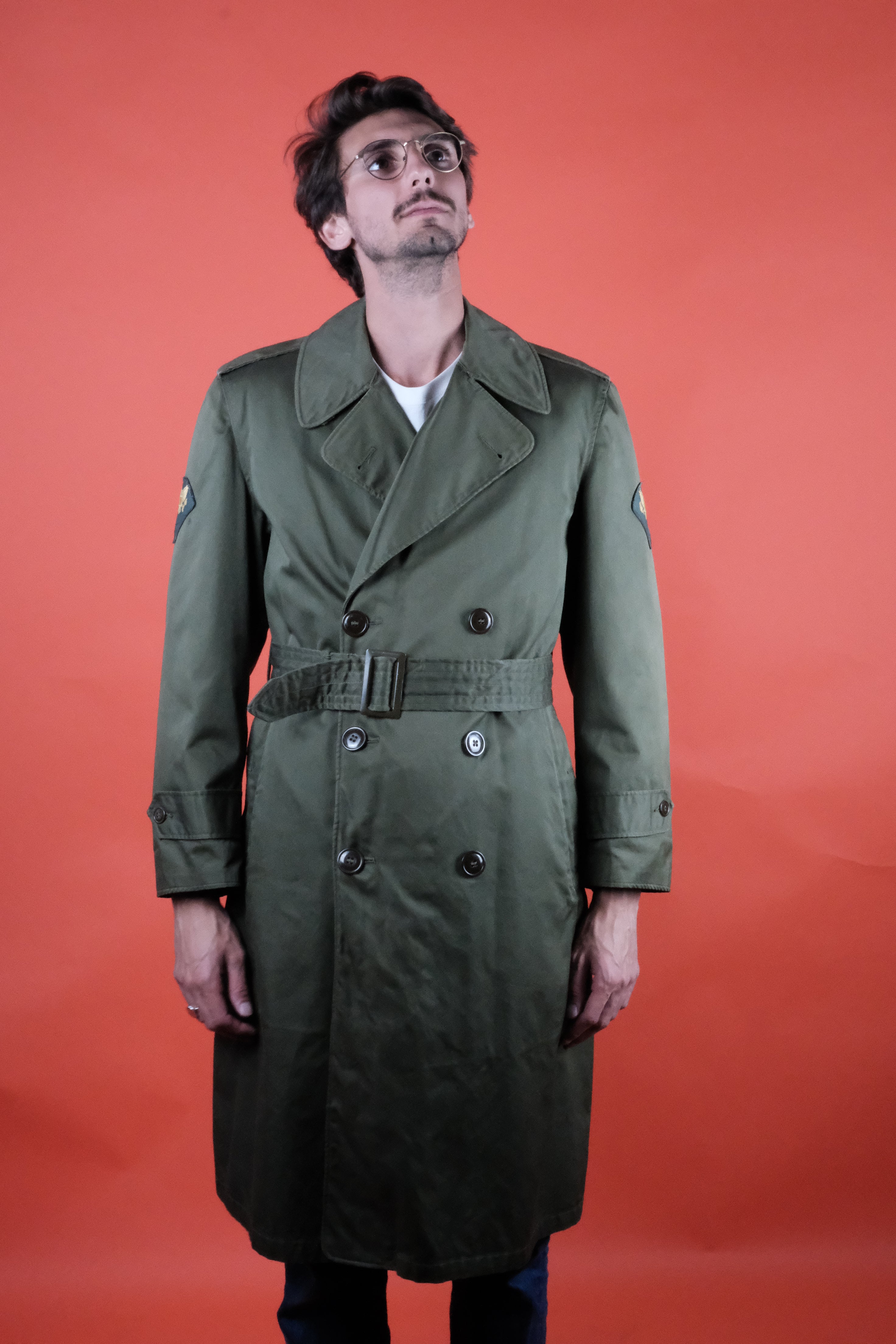 Green Trench Designer Trench Coat Men's Men Green Tweed