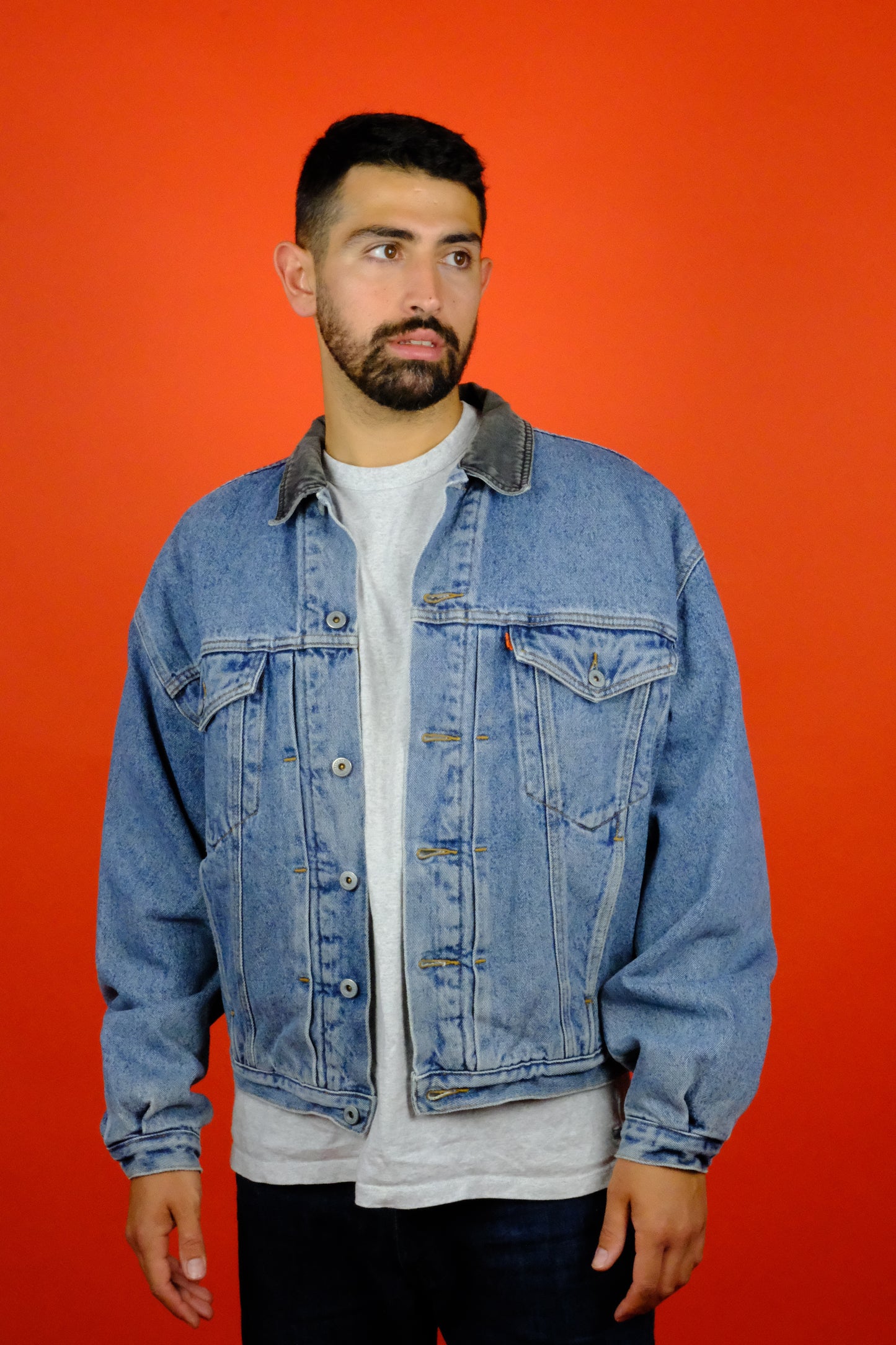 Levi's 'Orange Tab' Denim Trucker Jacket w/ Lining - vintage clothing clochard92.com
