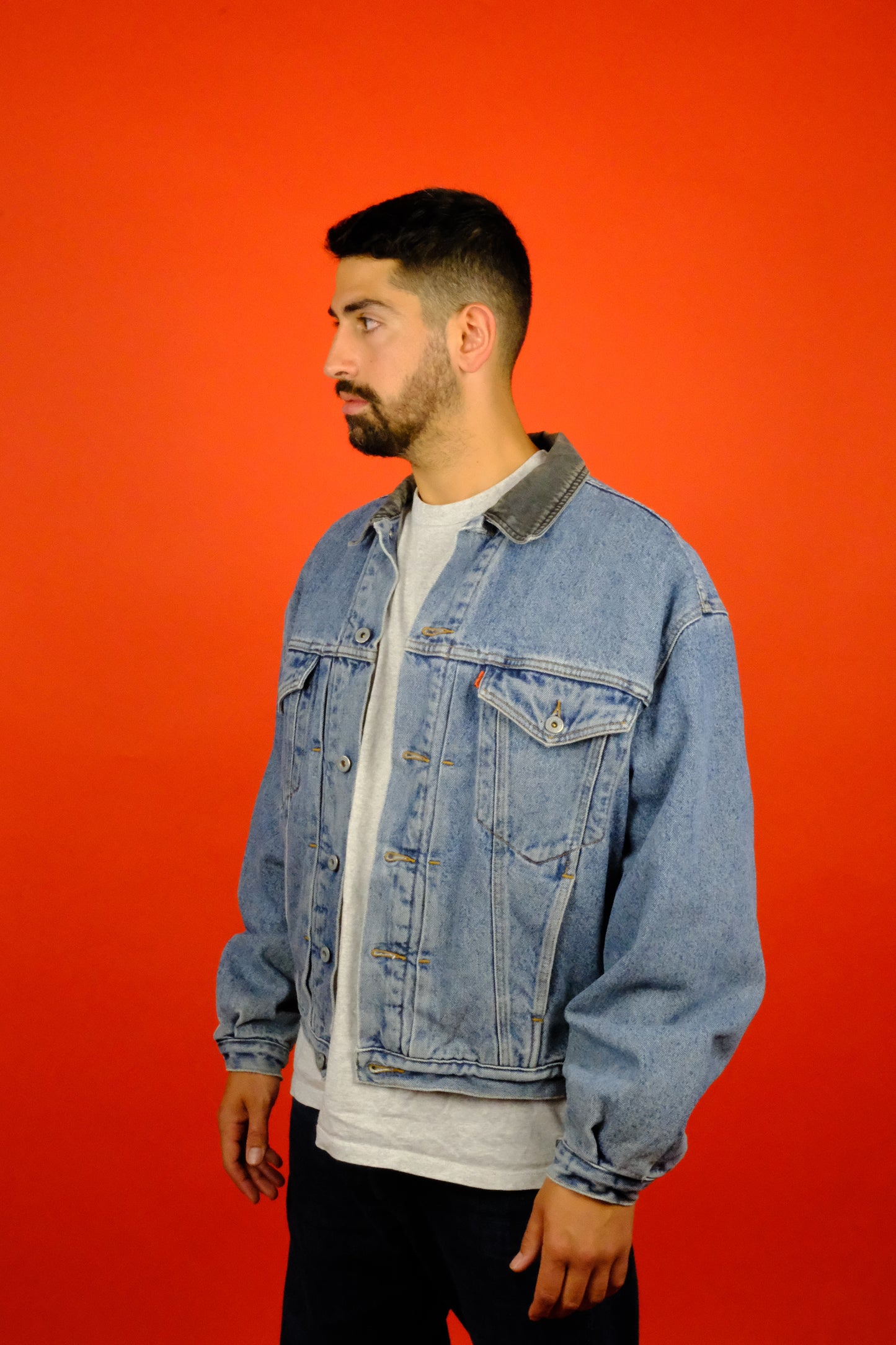 Levi's 'Orange Tab' Denim Trucker Jacket w/ Lining - vintage clothing clochard92.com