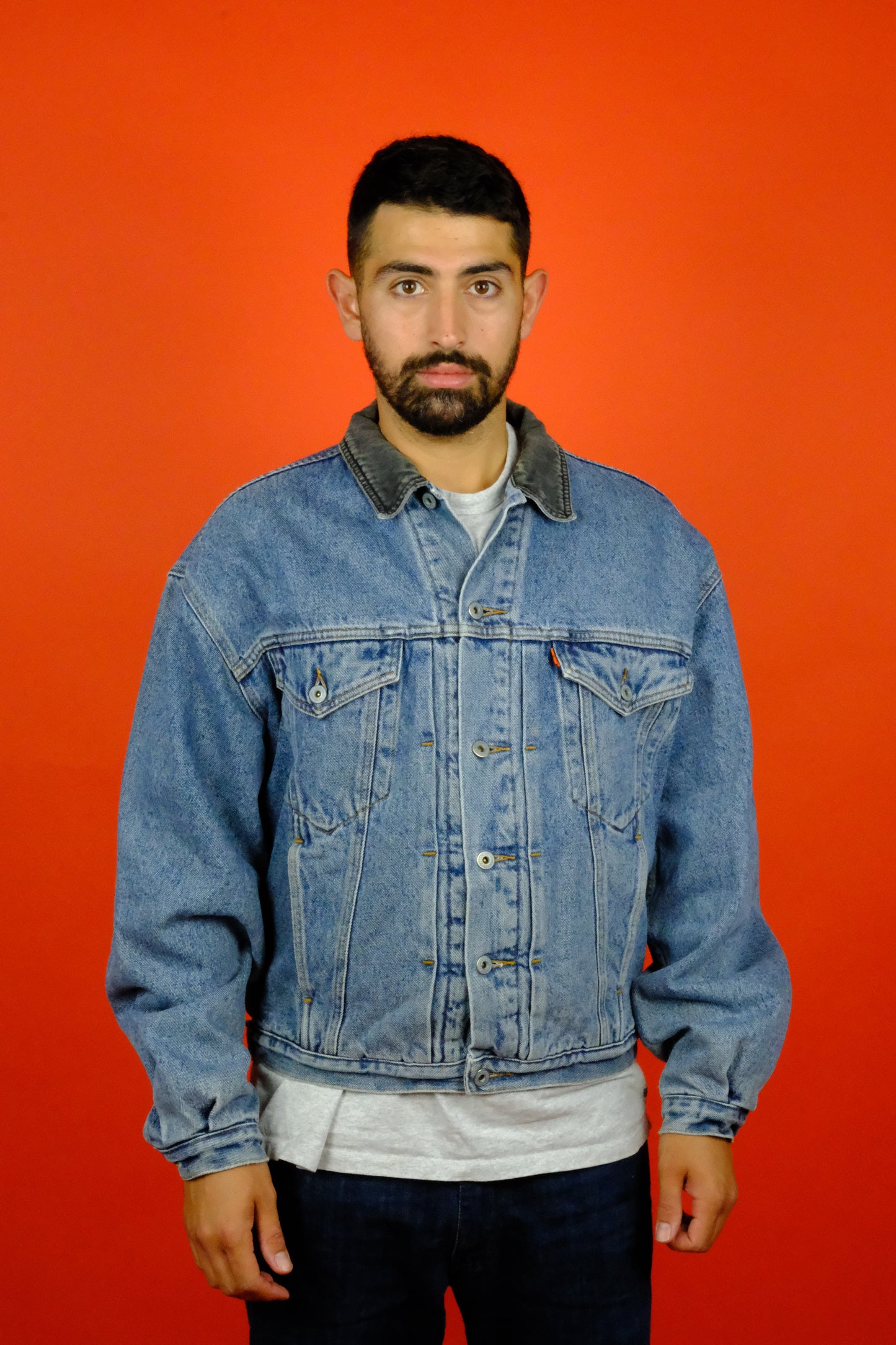Levi's 'Orange Tab' Denim Trucker Jacket w/ Lining - vintage clothing clochard92.com