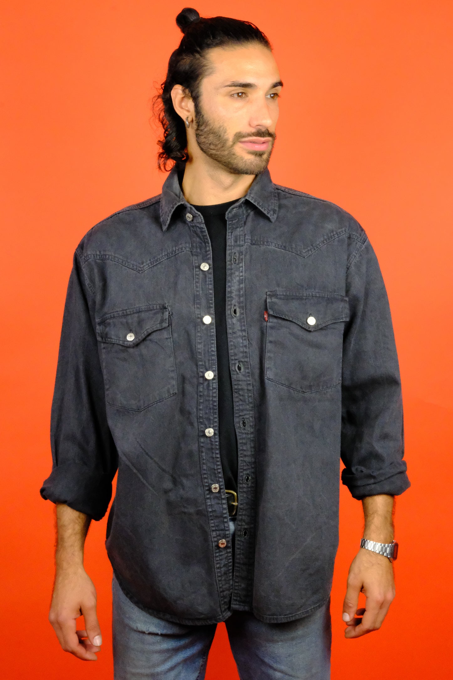 Levi's Black Denim Shirt 'L' - vintage clothing clochard92.com