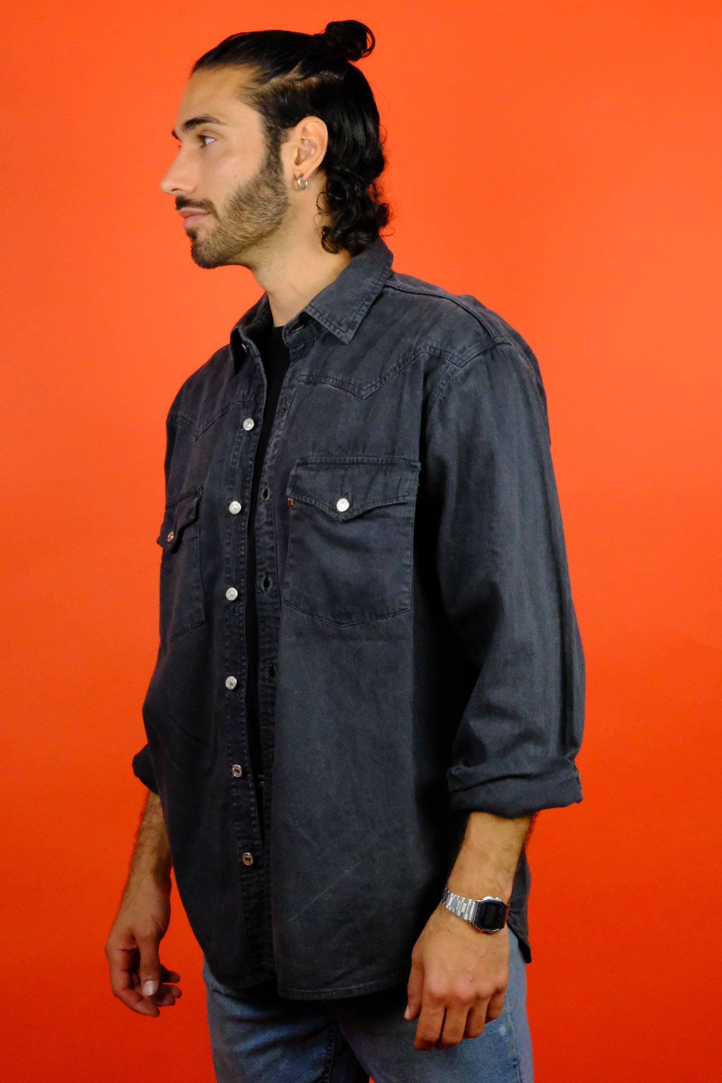 Levi's Black Denim Shirt 'L' - vintage clothing clochard92.com