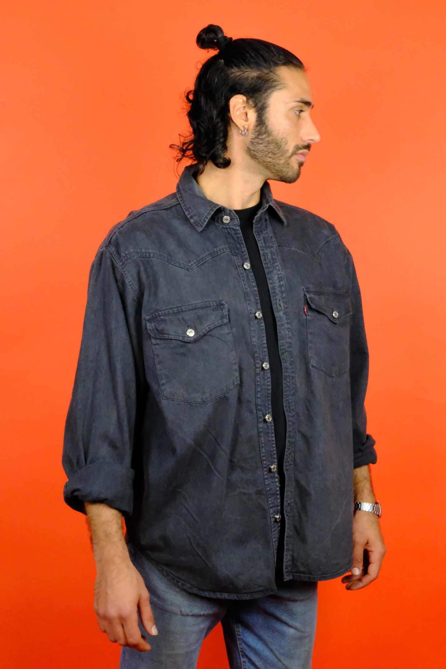 Levi's Black Denim Shirt 'L' - vintage clothing clochard92.com