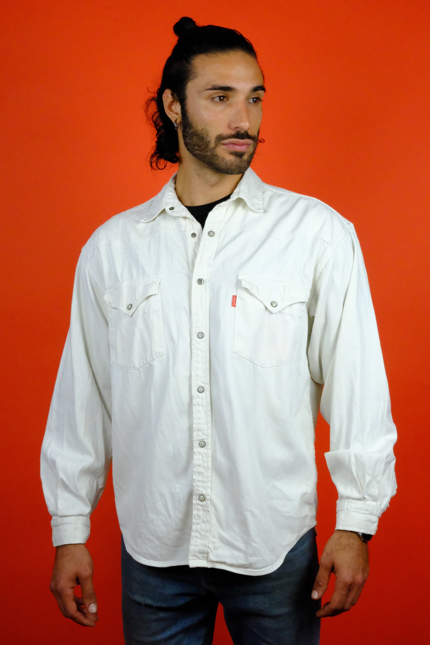 Levi's White Western Denim Shirt 'L' - vintage clothing clochard92.com