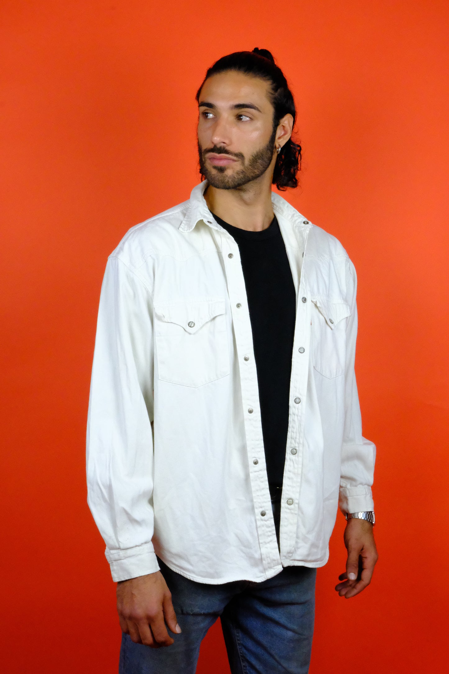 Levi's White Western Denim Shirt 'L' - vintage clothing clochard92.com