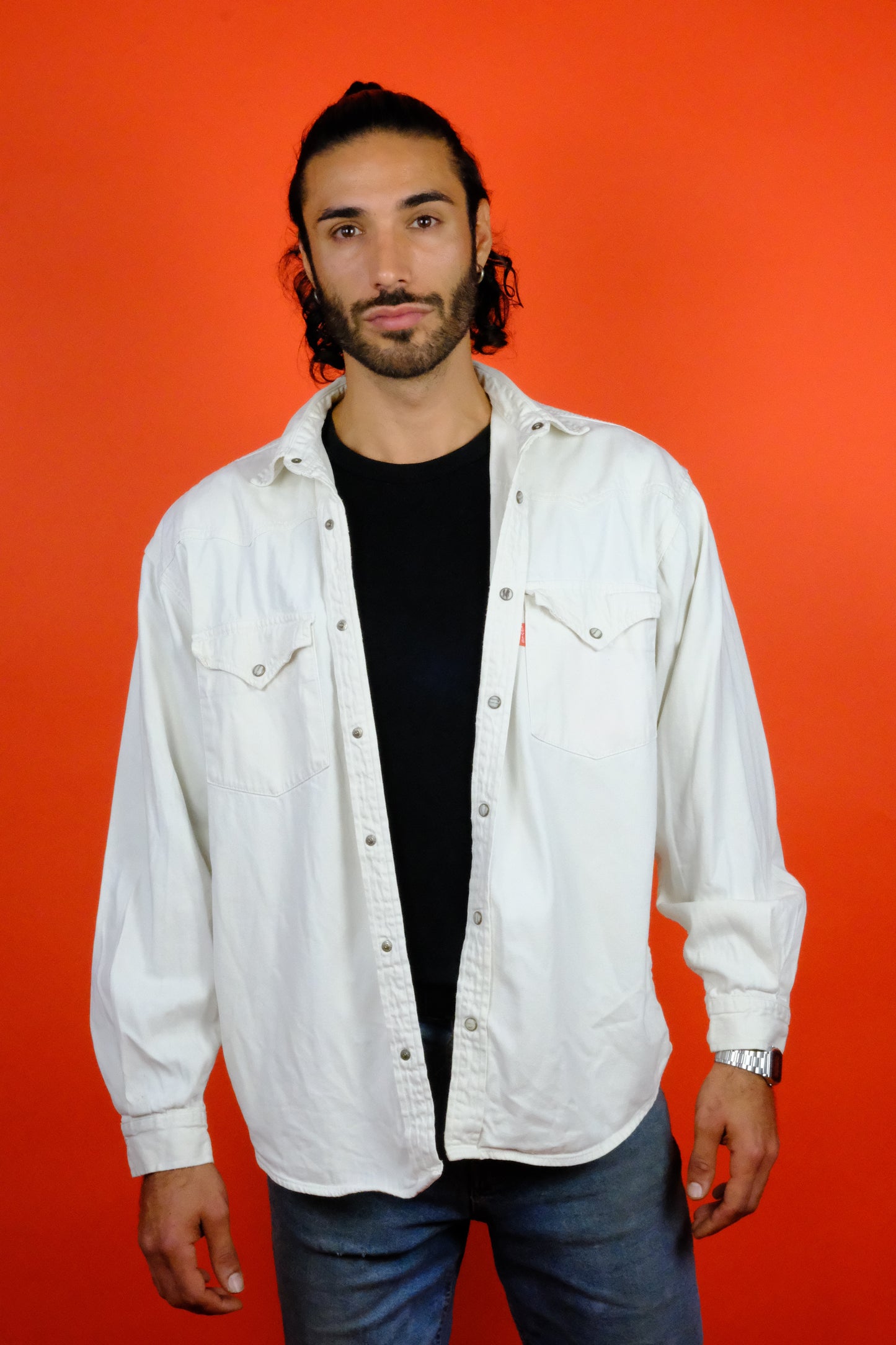 Levi's White Western Denim Shirt 'L' - vintage clothing clochard92.com